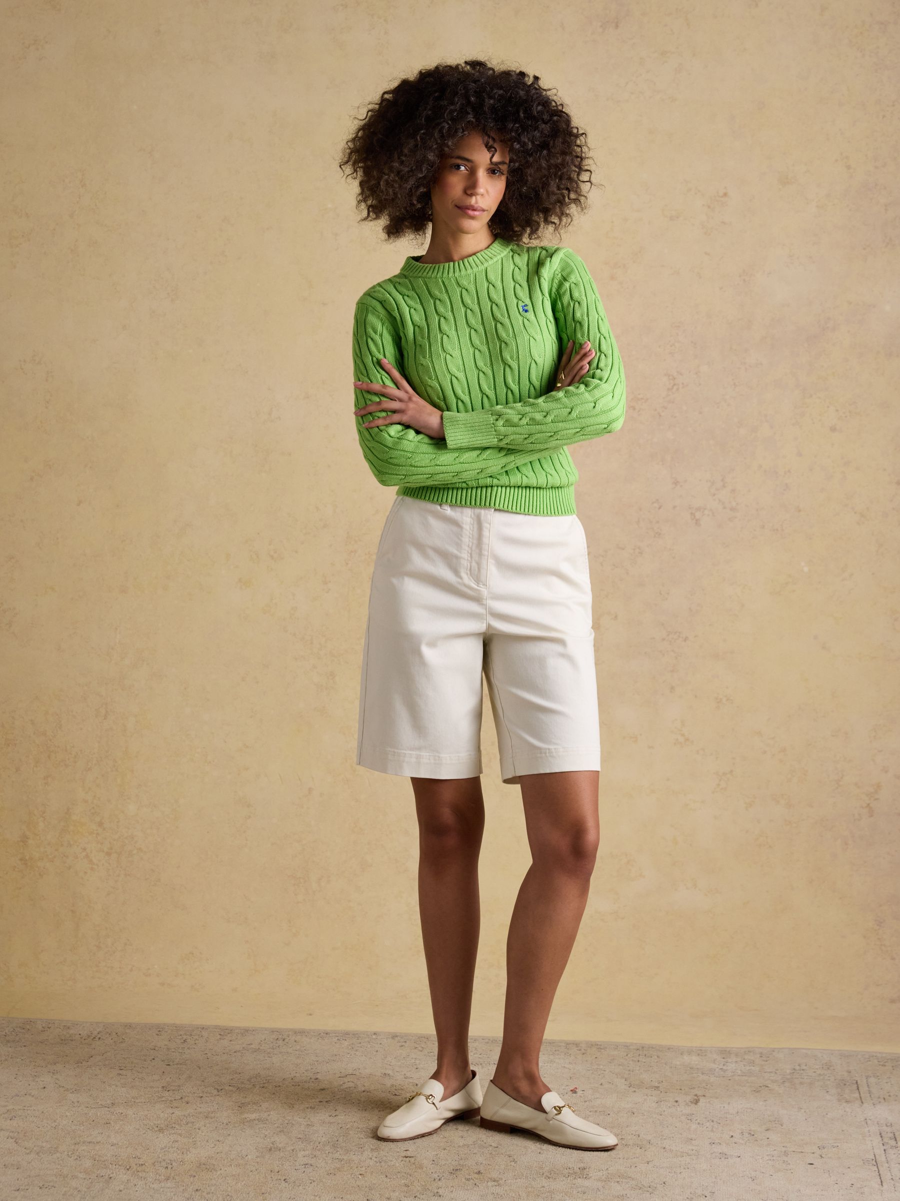 Cream Bermuda Chino Shorts With Elasticated Waist - Image 3 of 6