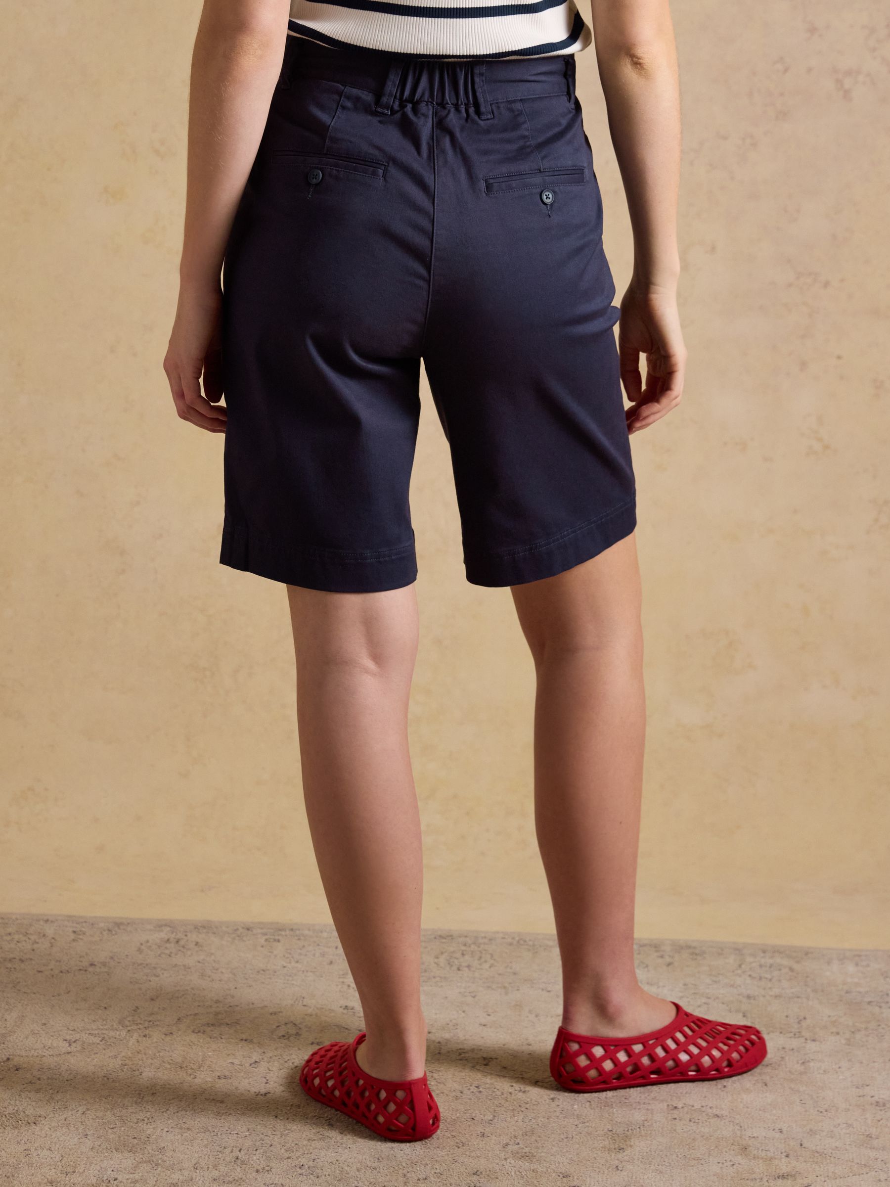 Navy Bermuda Chino Shorts With Elasticated Waist - Image 2 of 6