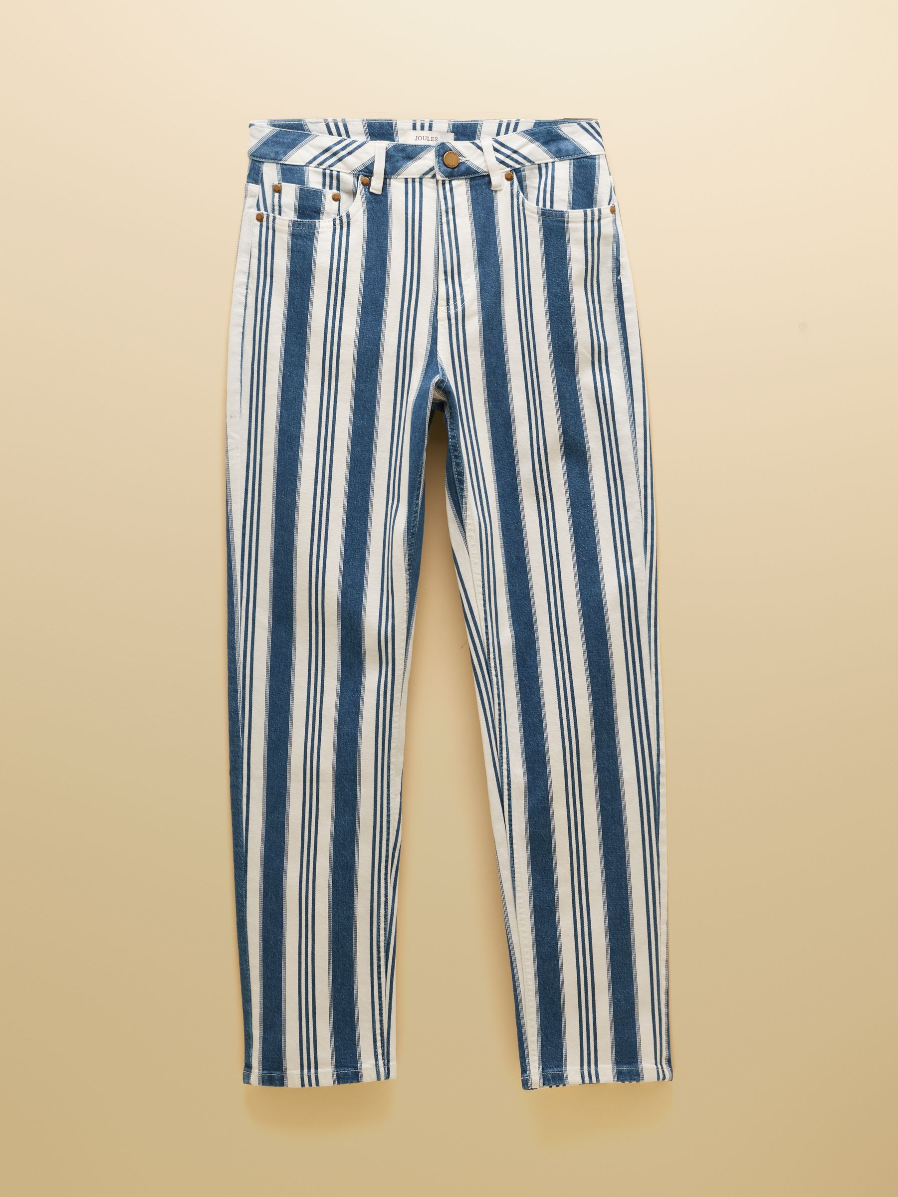 Blue Striped Straight Fit Slim Mid Rise Jeans - Image 8 of 8