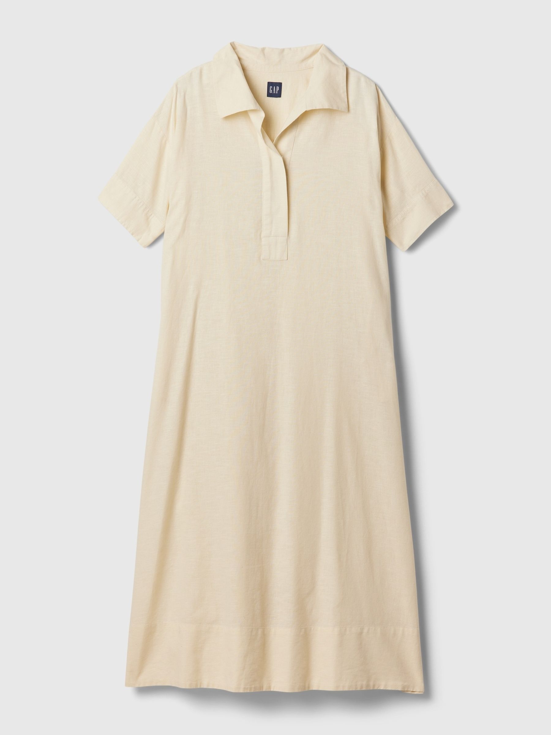 Cream Linen-Cotton Short Sleeve Maxi Dress - Image 5 of 5