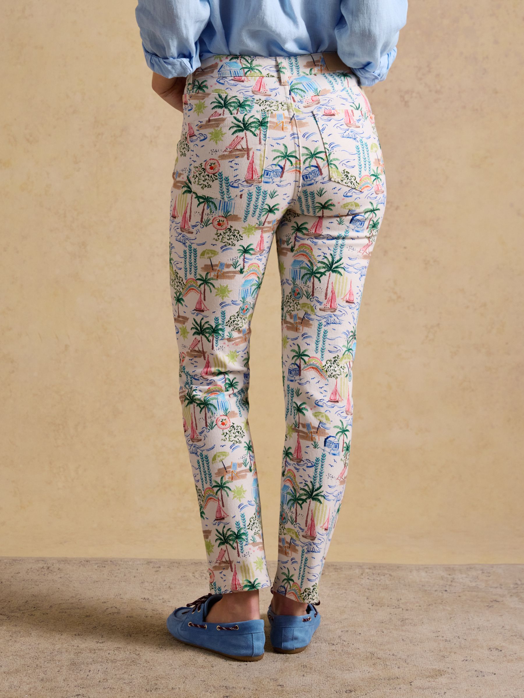 White Printed Straight Fit Slim Mid Rise Jeans - Image 2 of 6