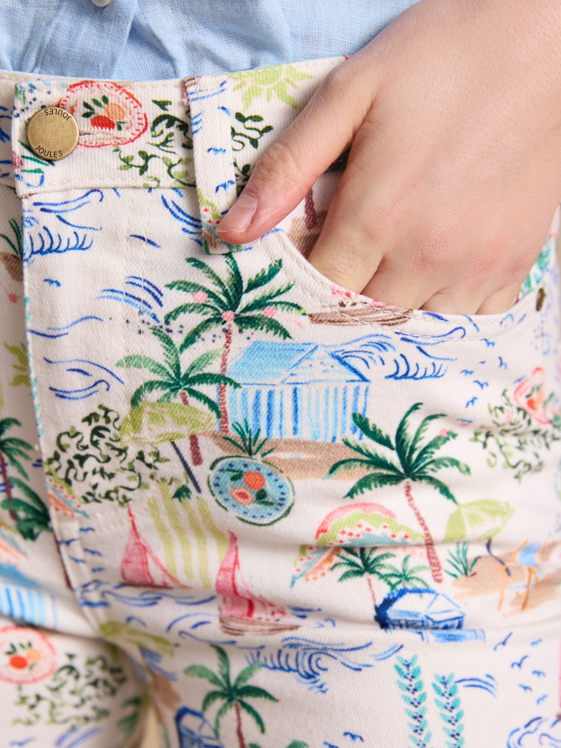 White Printed Straight Fit Slim Mid Rise Jeans - Image 4 of 6