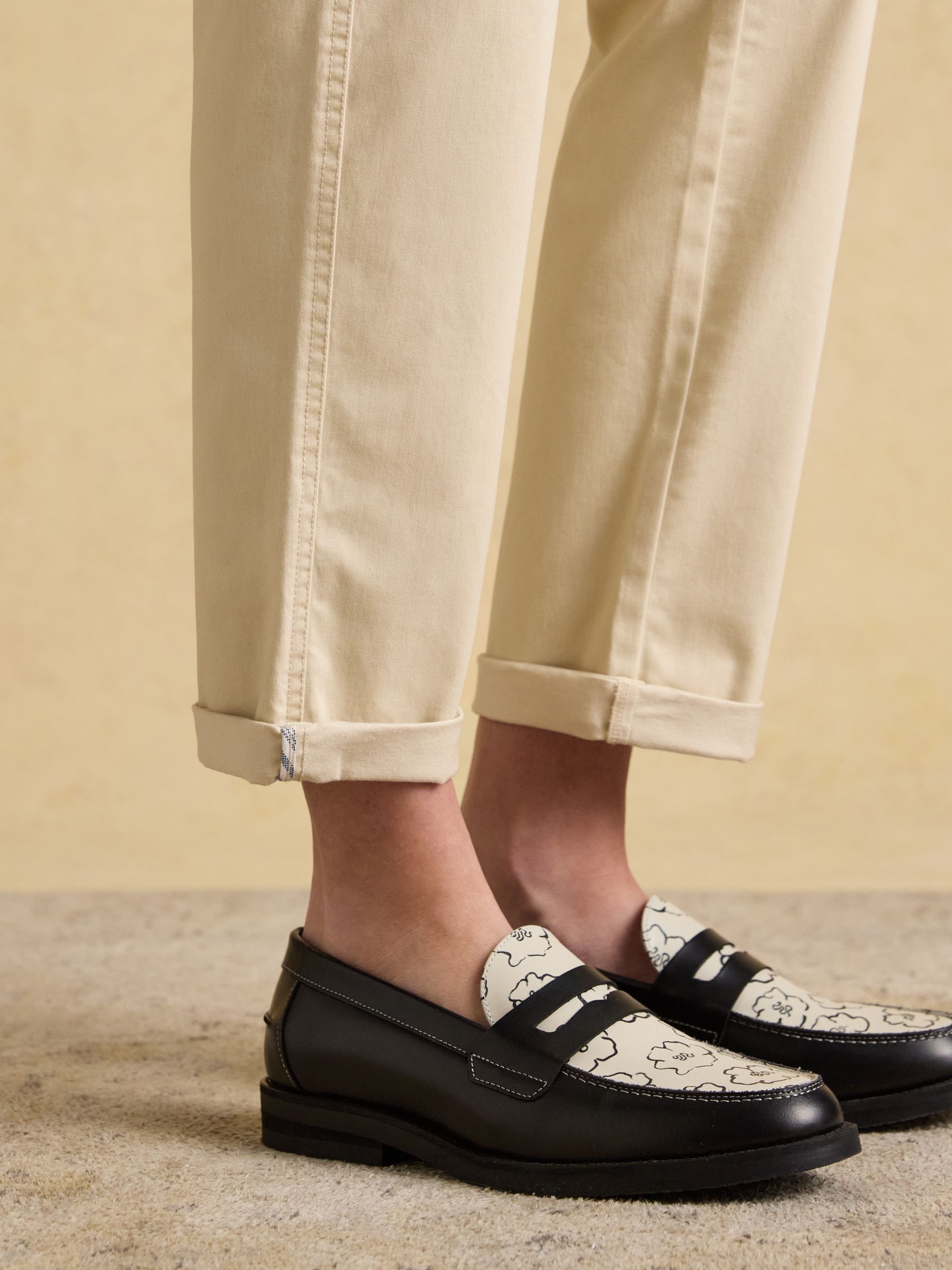 Slim Straight Sand Chino Trousers with Elasticated Waist - Image 6 of 8