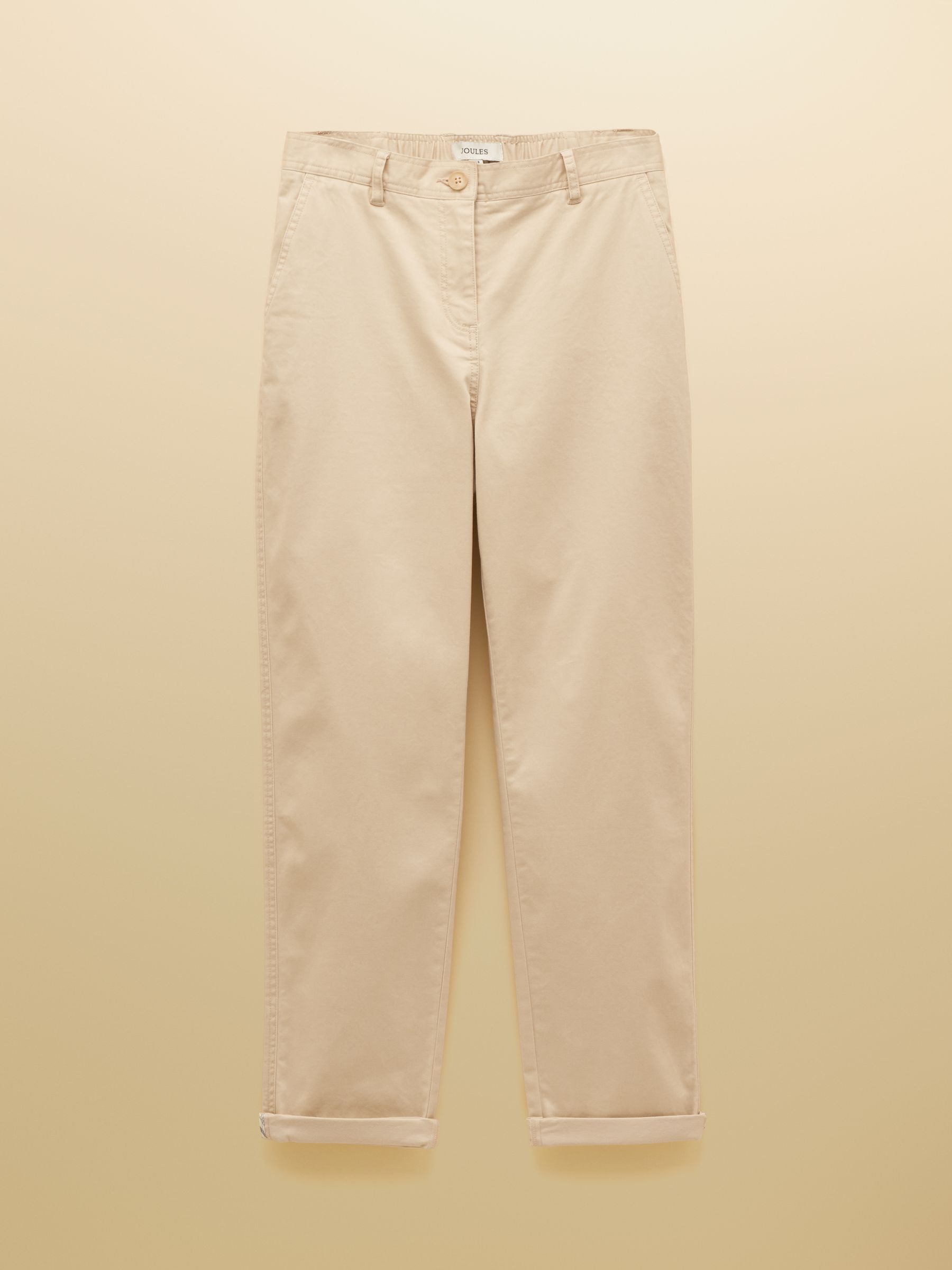 Slim Straight Sand Chino Trousers with Elasticated Waist - Image 8 of 8