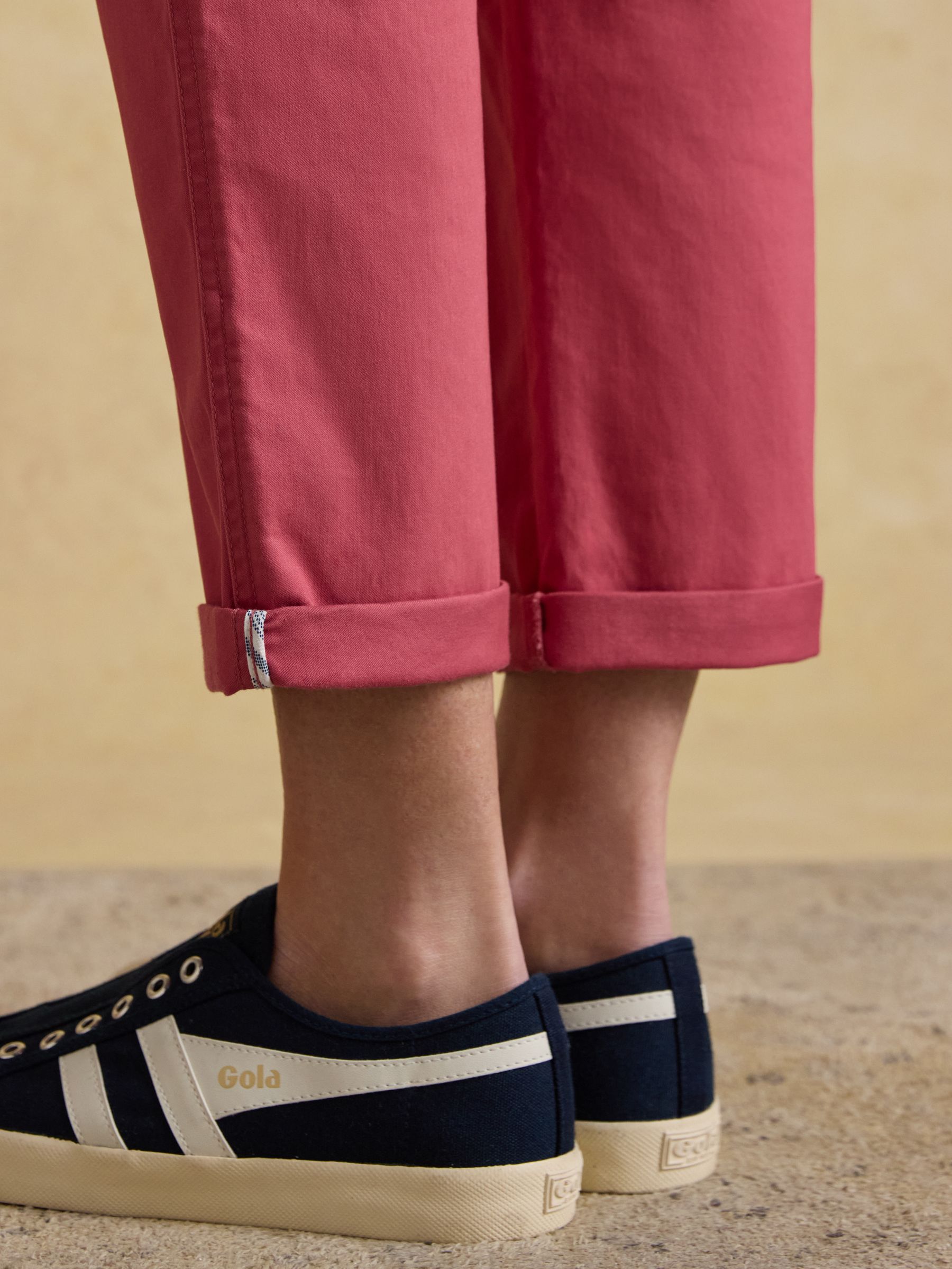 Slim Straight Red Chino Trousers with Elasticated Waist - Image 5 of 8