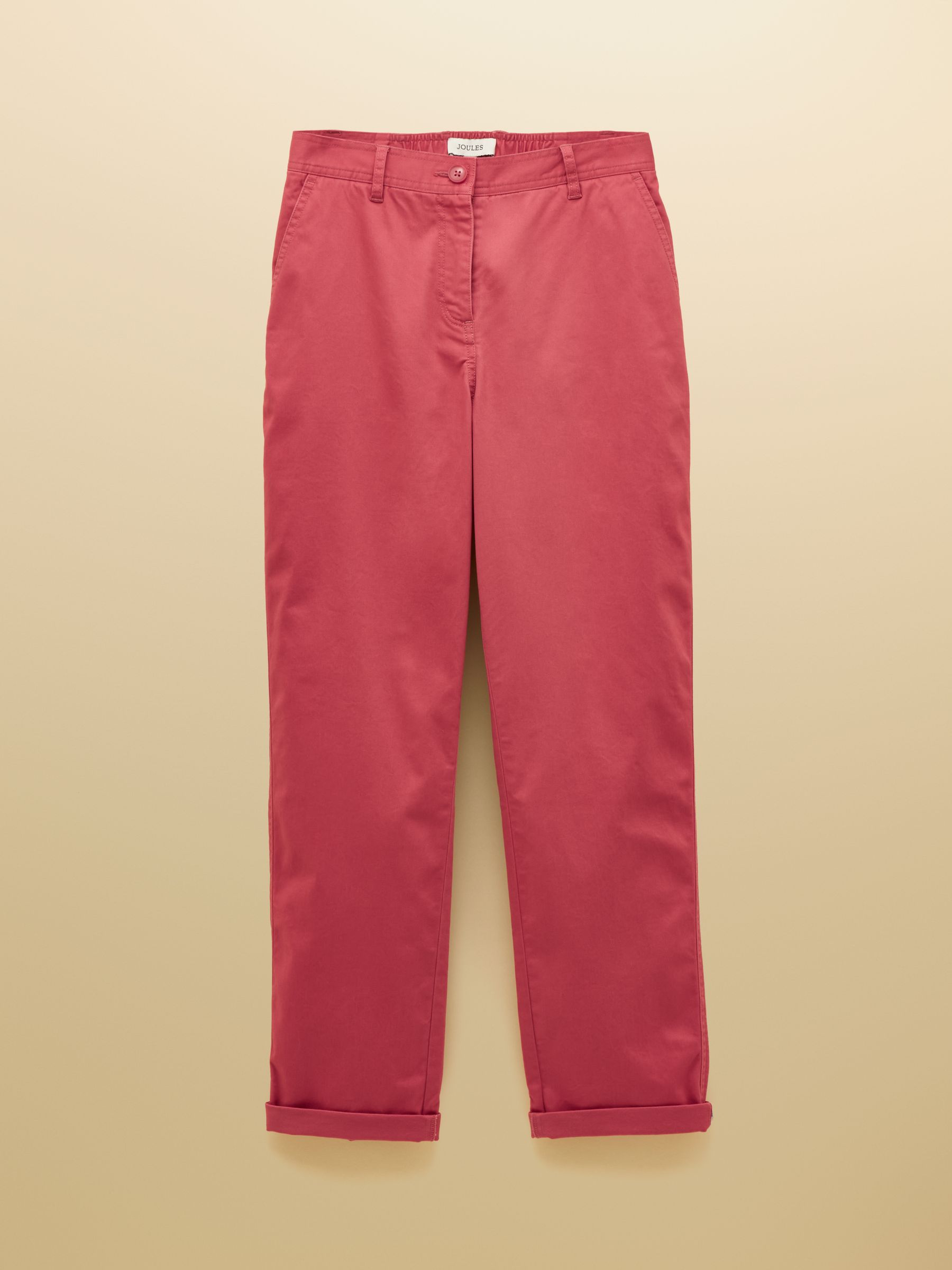Slim Straight Red Chino Trousers with Elasticated Waist - Image 8 of 8