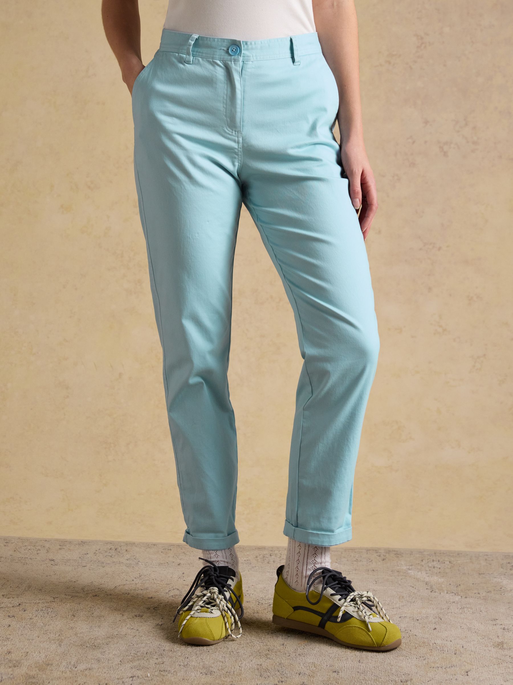 Slim Straight Blue Chino Trousers with Elasticated Waist - Image 1 of 7