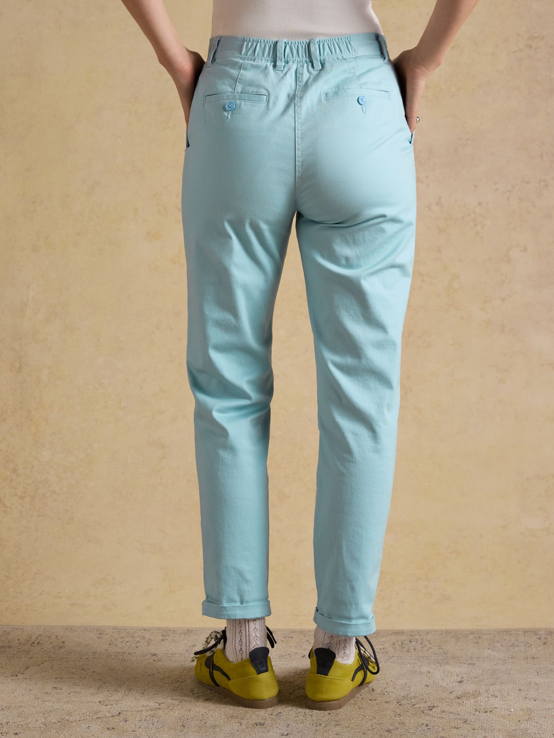 Slim Straight Blue Chino Trousers with Elasticated Waist - Image 2 of 7