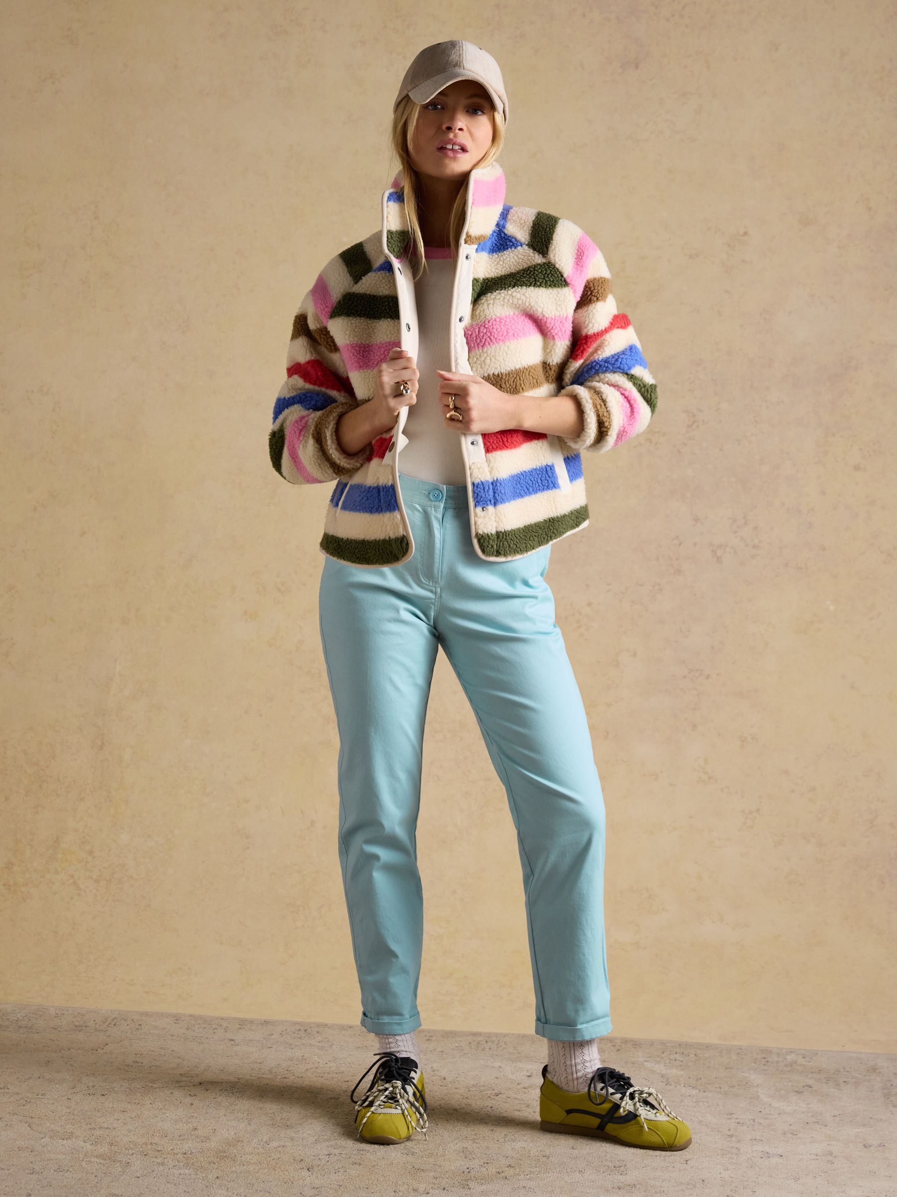 Slim Straight Blue Chino Trousers with Elasticated Waist - Image 3 of 7