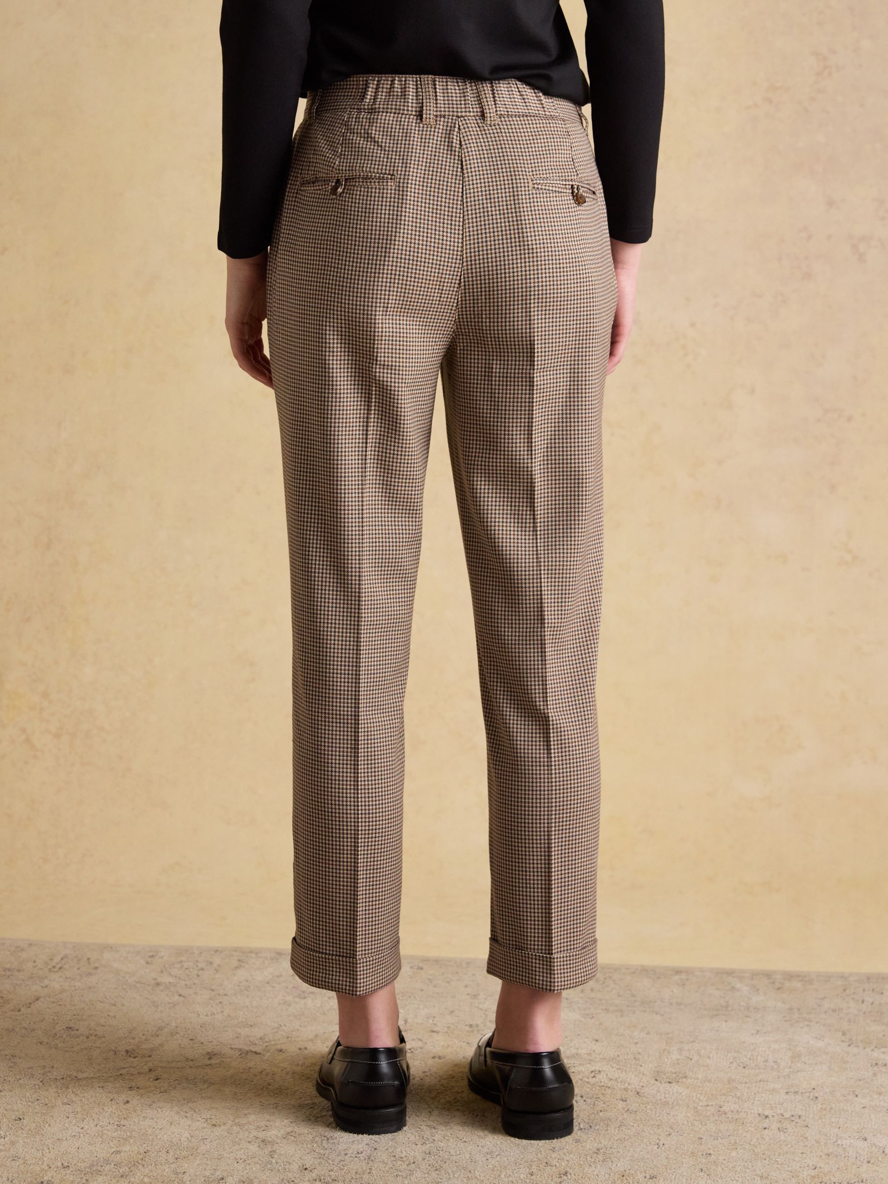Ada Brown Dogtooth Relaxed Trousers - Image 2 of 7