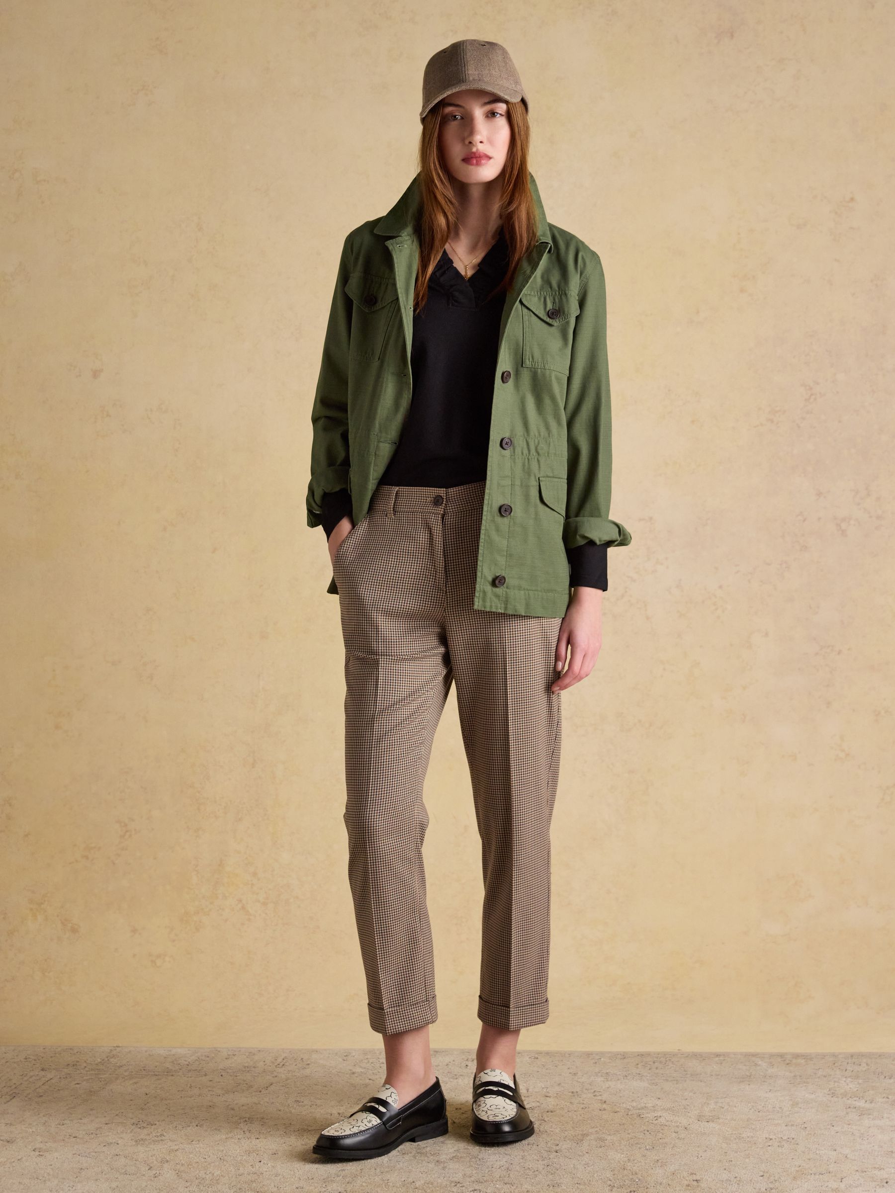 Ada Brown Dogtooth Relaxed Trousers - Image 3 of 7