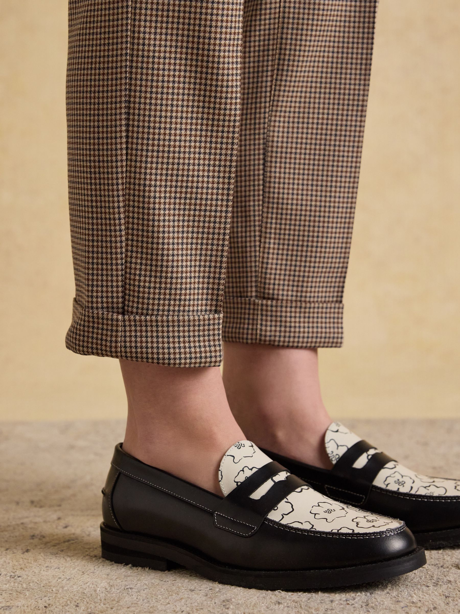 Ada Brown Dogtooth Relaxed Trousers - Image 4 of 7