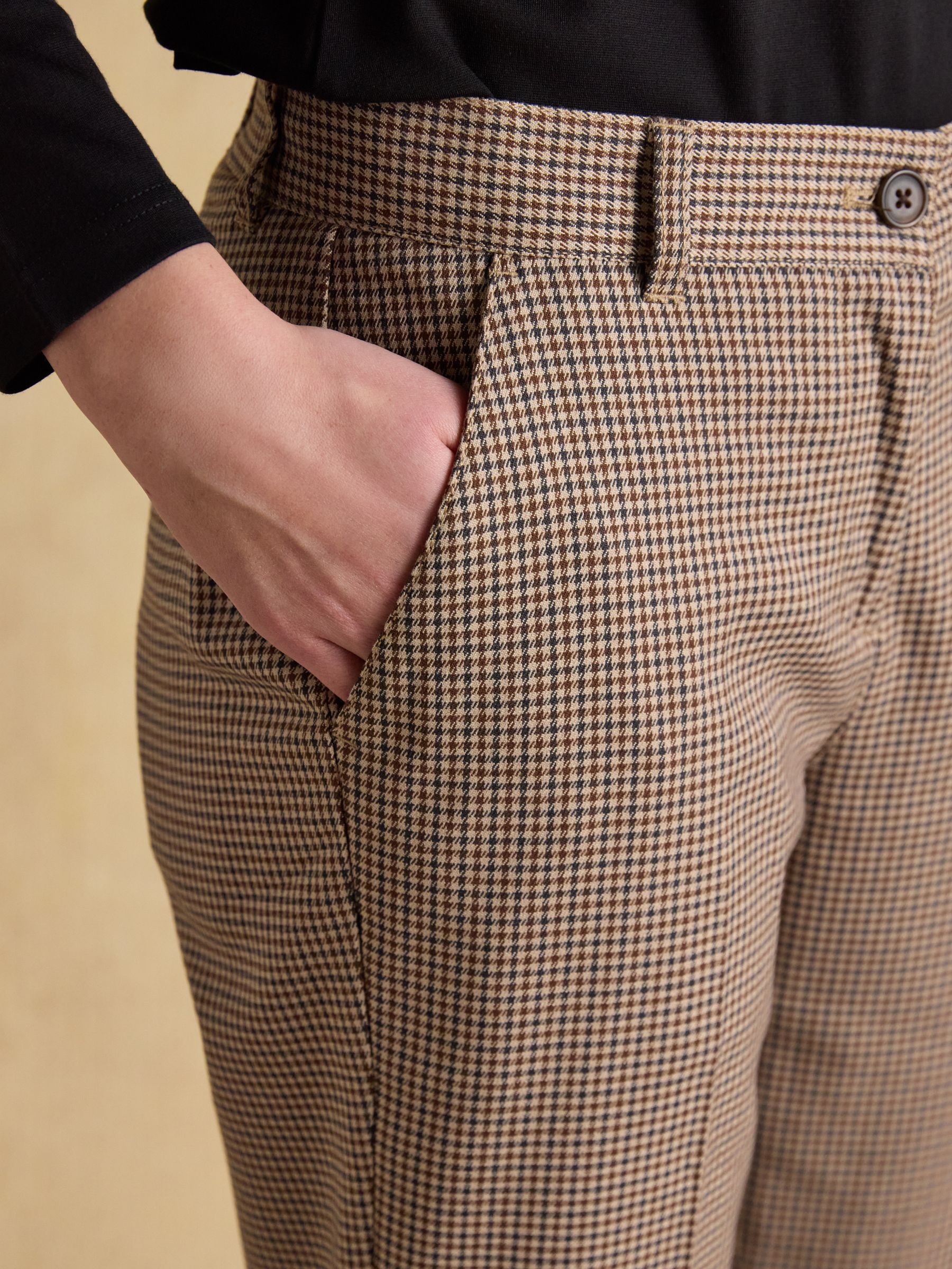 Ada Brown Dogtooth Relaxed Trousers - Image 5 of 7