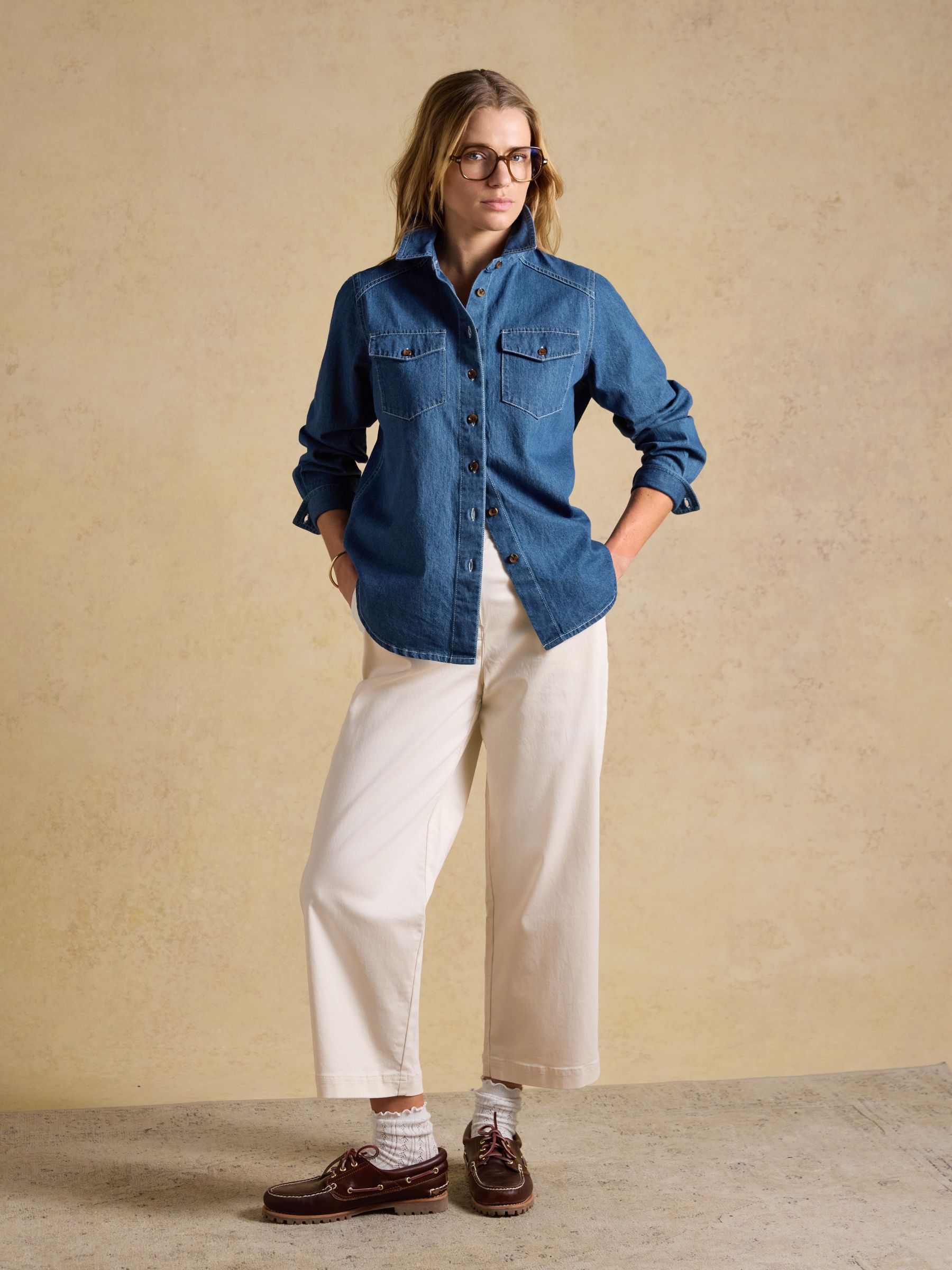 Cream Wide Leg Cropped Chino Trousers with Elasticated Waist - Image 3 of 6