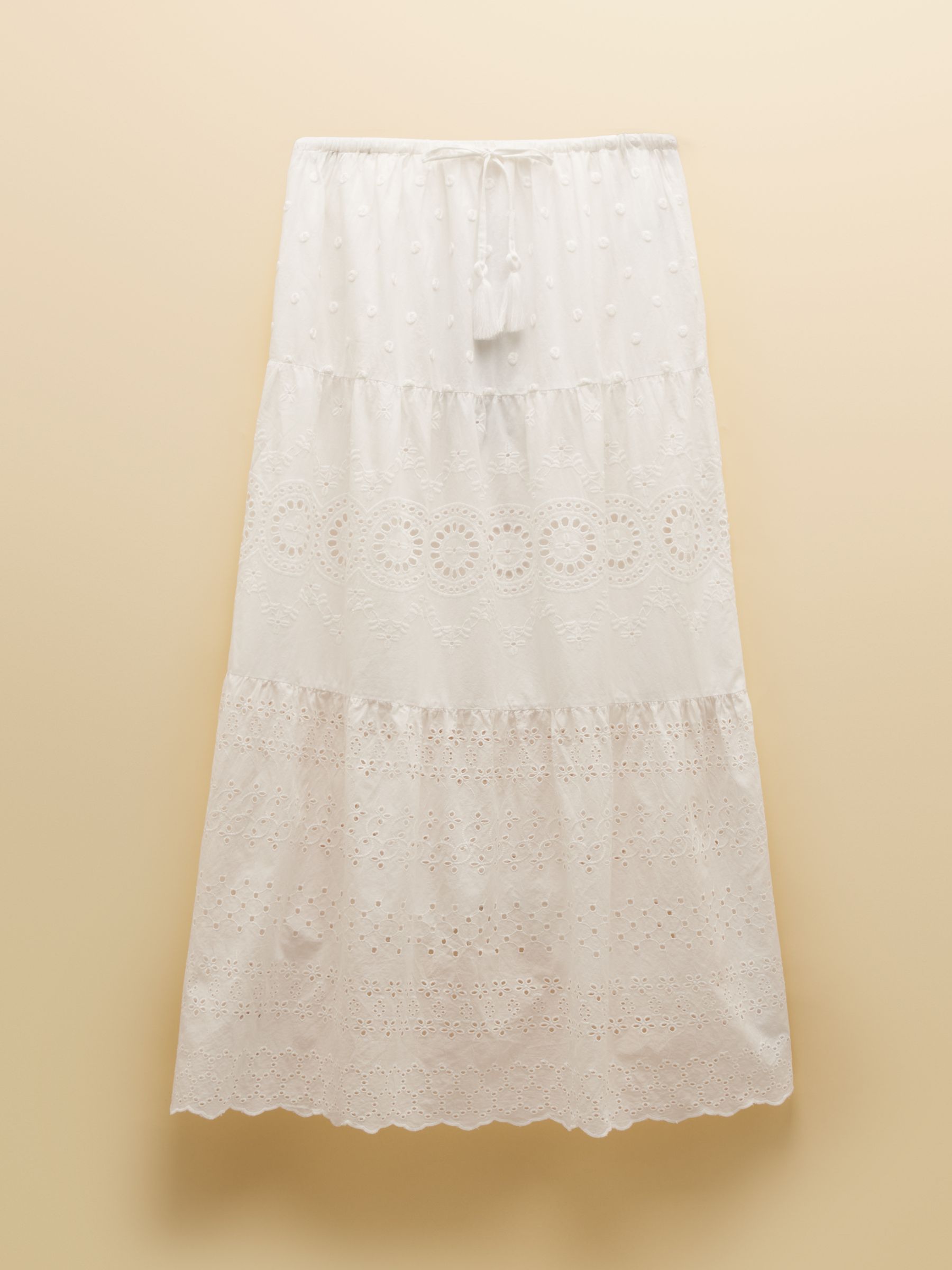 Broderie Tiered White Maxi Skirt - Image 9 of 9