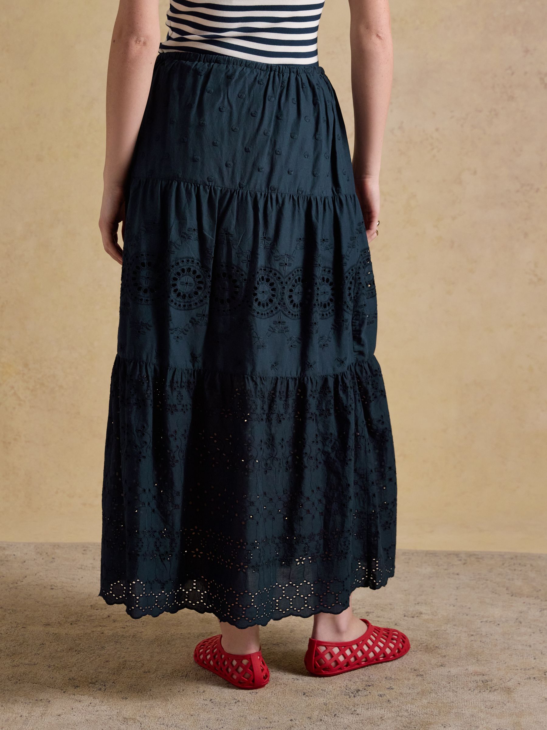 Broderie Tiered Blue Maxi Skirt - Image 2 of 6