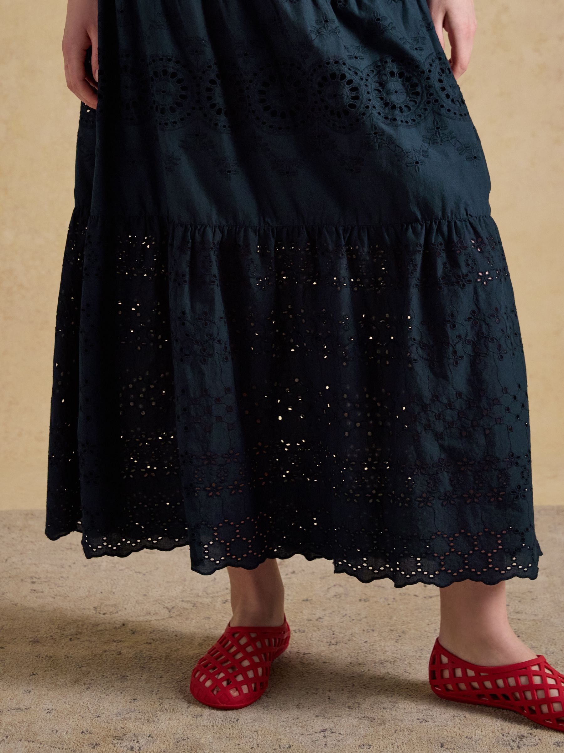 Broderie Tiered Blue Maxi Skirt - Image 5 of 6