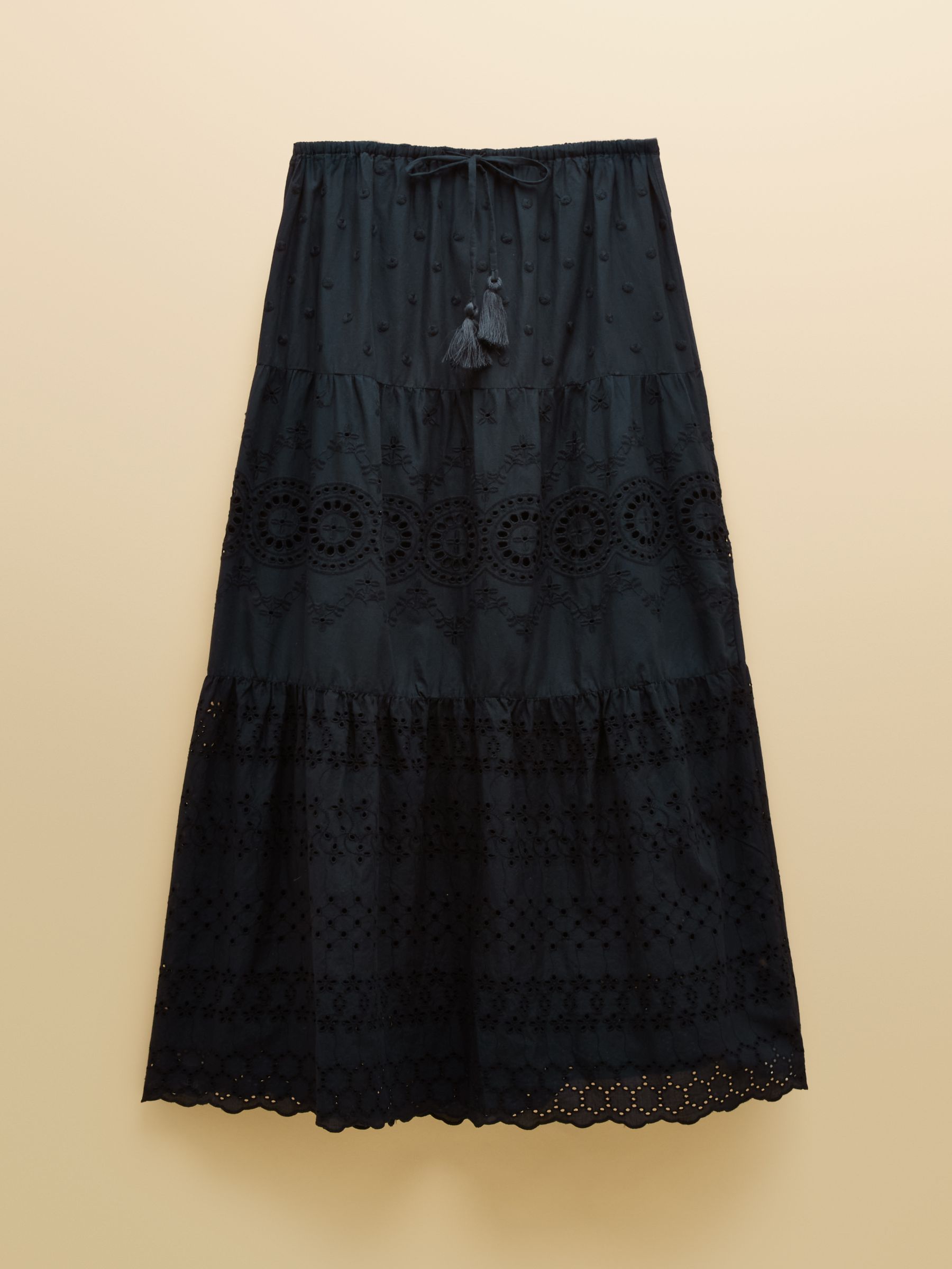 Broderie Tiered Blue Maxi Skirt - Image 6 of 6