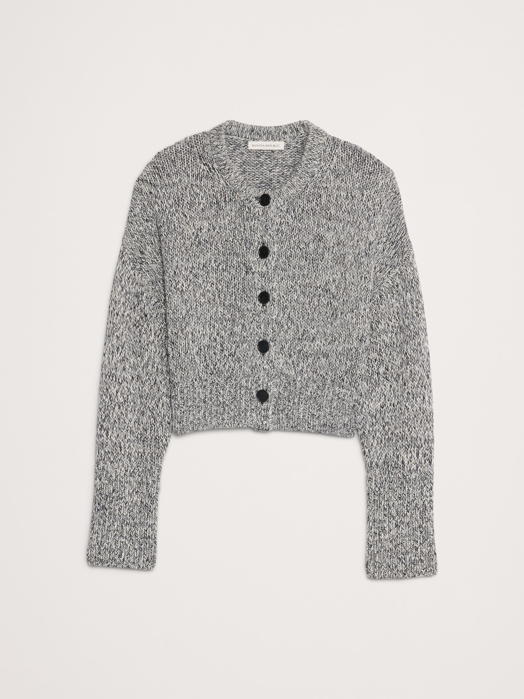 Banana Republic Grey Cotton Cropped Cardigan - Image 4 of 4
