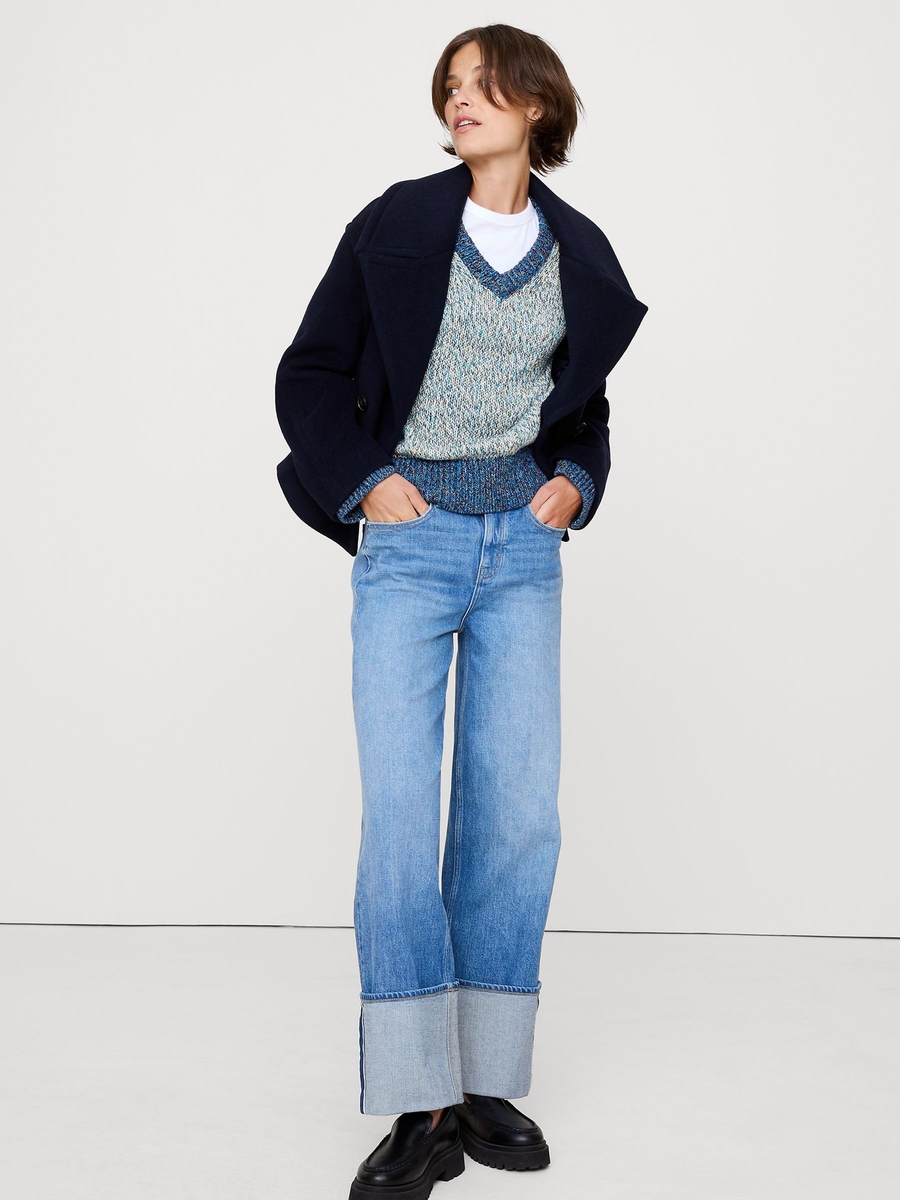 Banana Republic Blue Cotton V Neck Jumper - Image 3 of 5