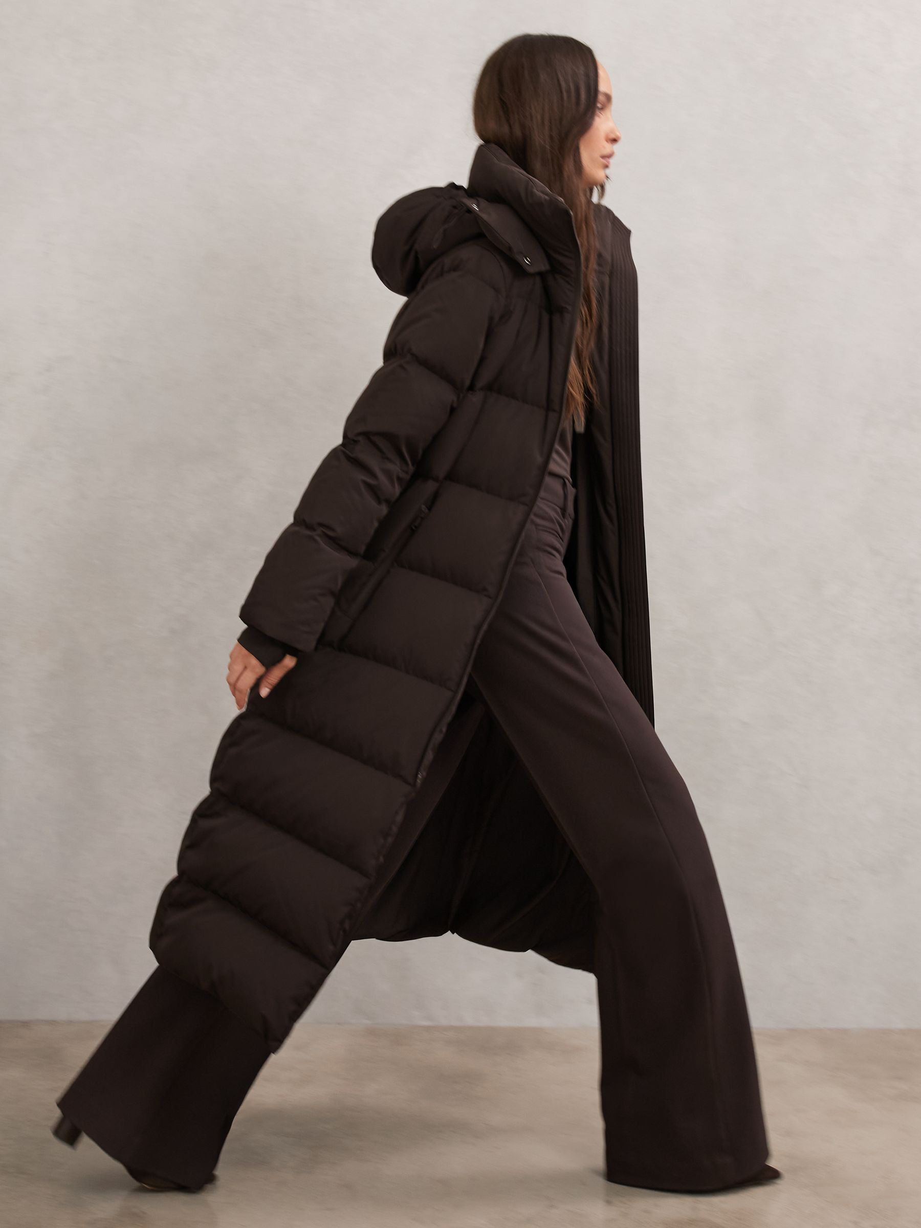 Belted Longline Hooded Puffer Coat