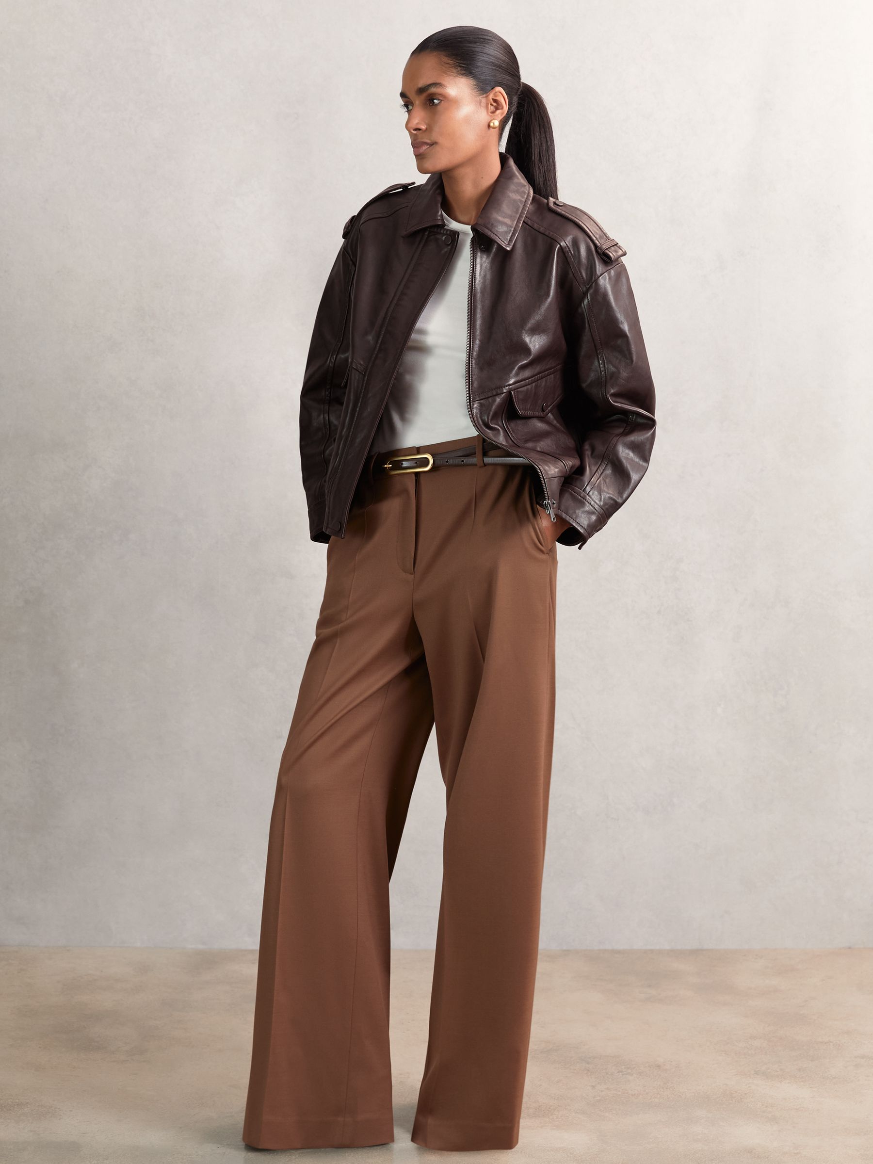 Oversized Leather Jacket in Aubergine - Image 10 of 10