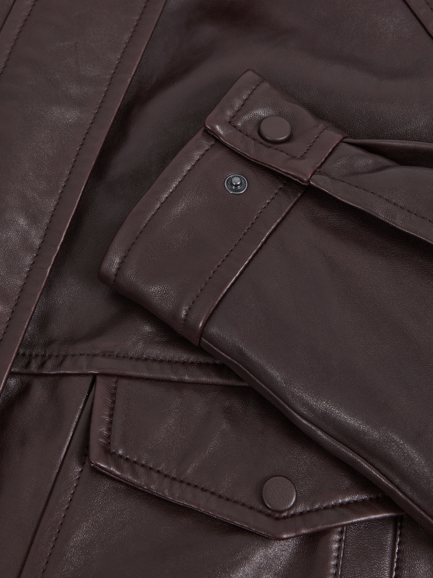 Oversized Leather Jacket in Aubergine - Image 8 of 10