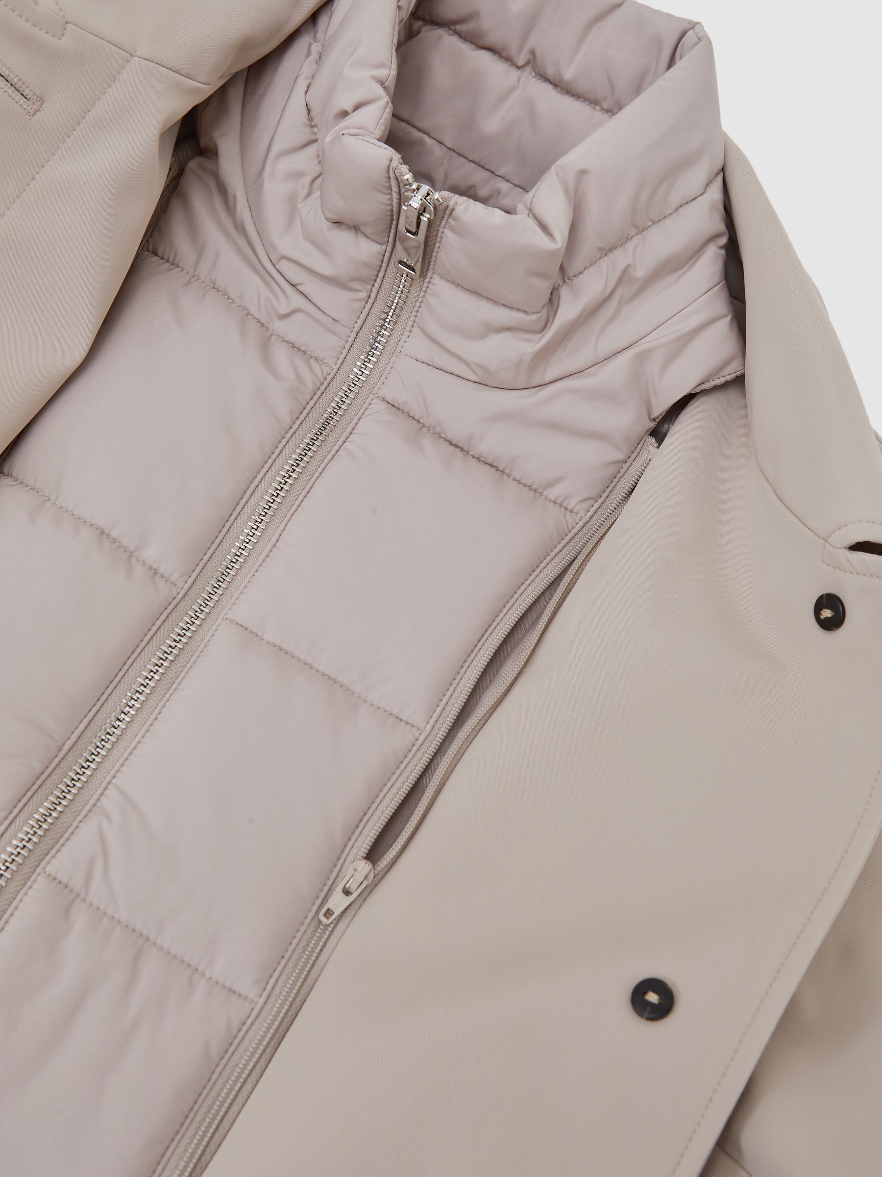Petite Removable-Gilet Hybrid Overcoat in Neutral - image 2