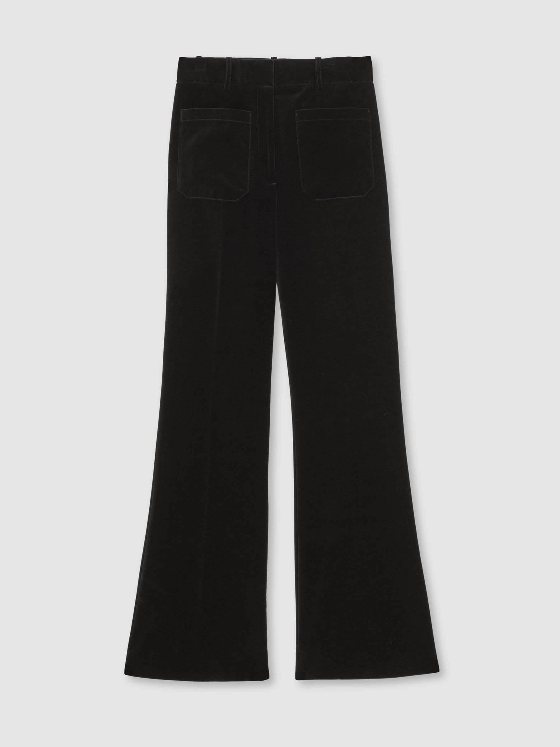 Velvet Flared Trousers in Black - Image 2 of 7
