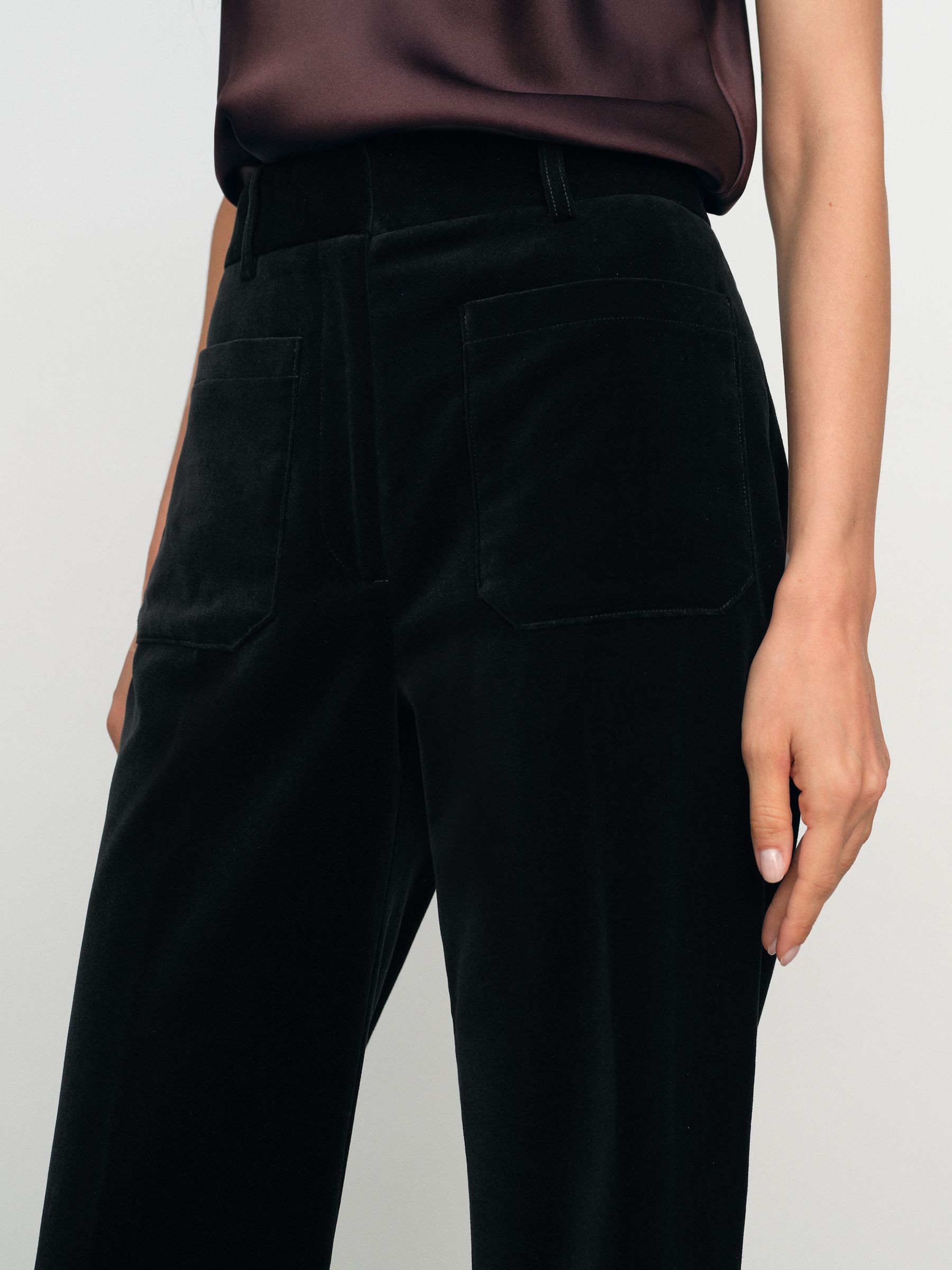 Velvet Flared Trousers in Black - image 5