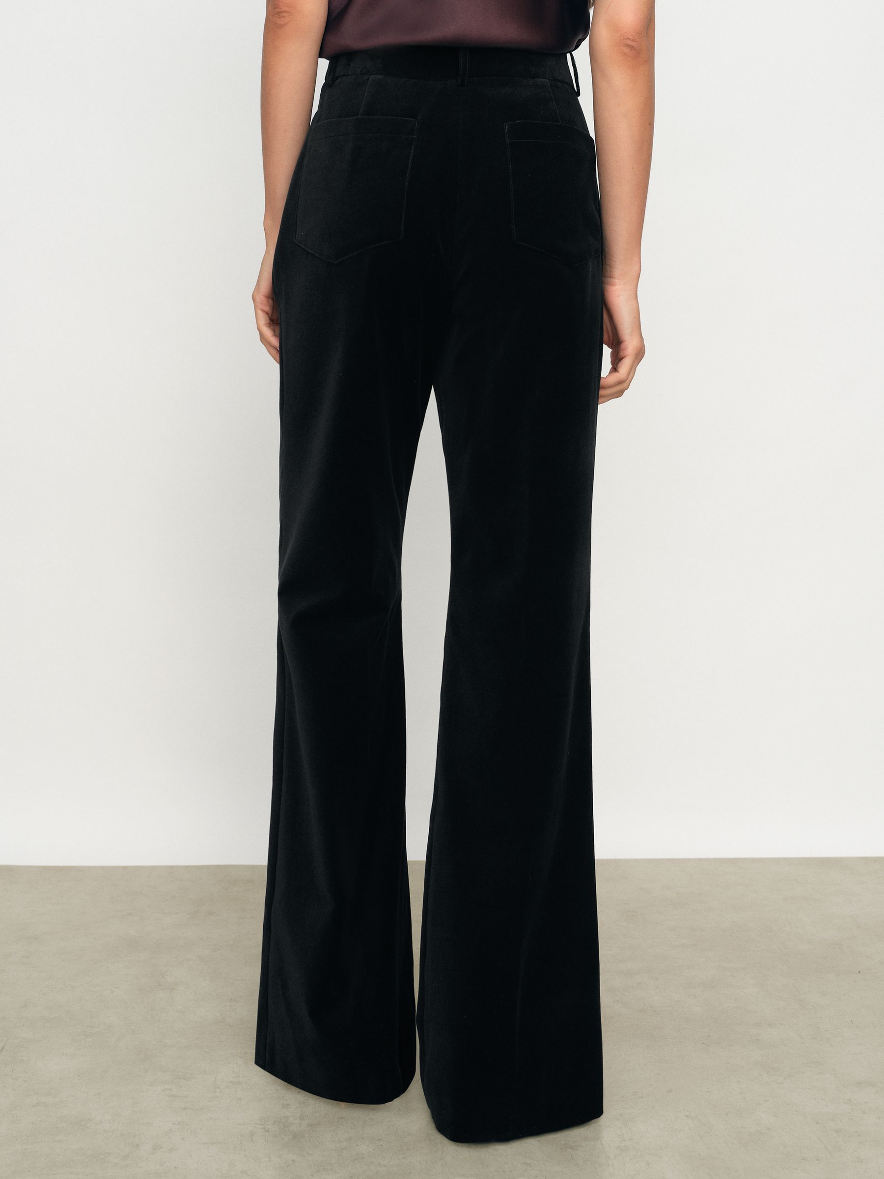 Velvet Flared Trousers in Black - image 3