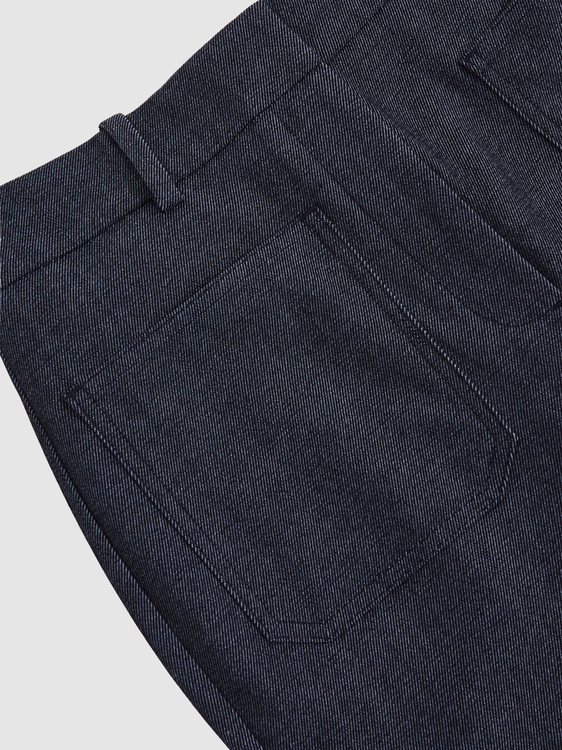 Flannel Patch-Pocket Flared Trousers with Wool in Blue - image 3