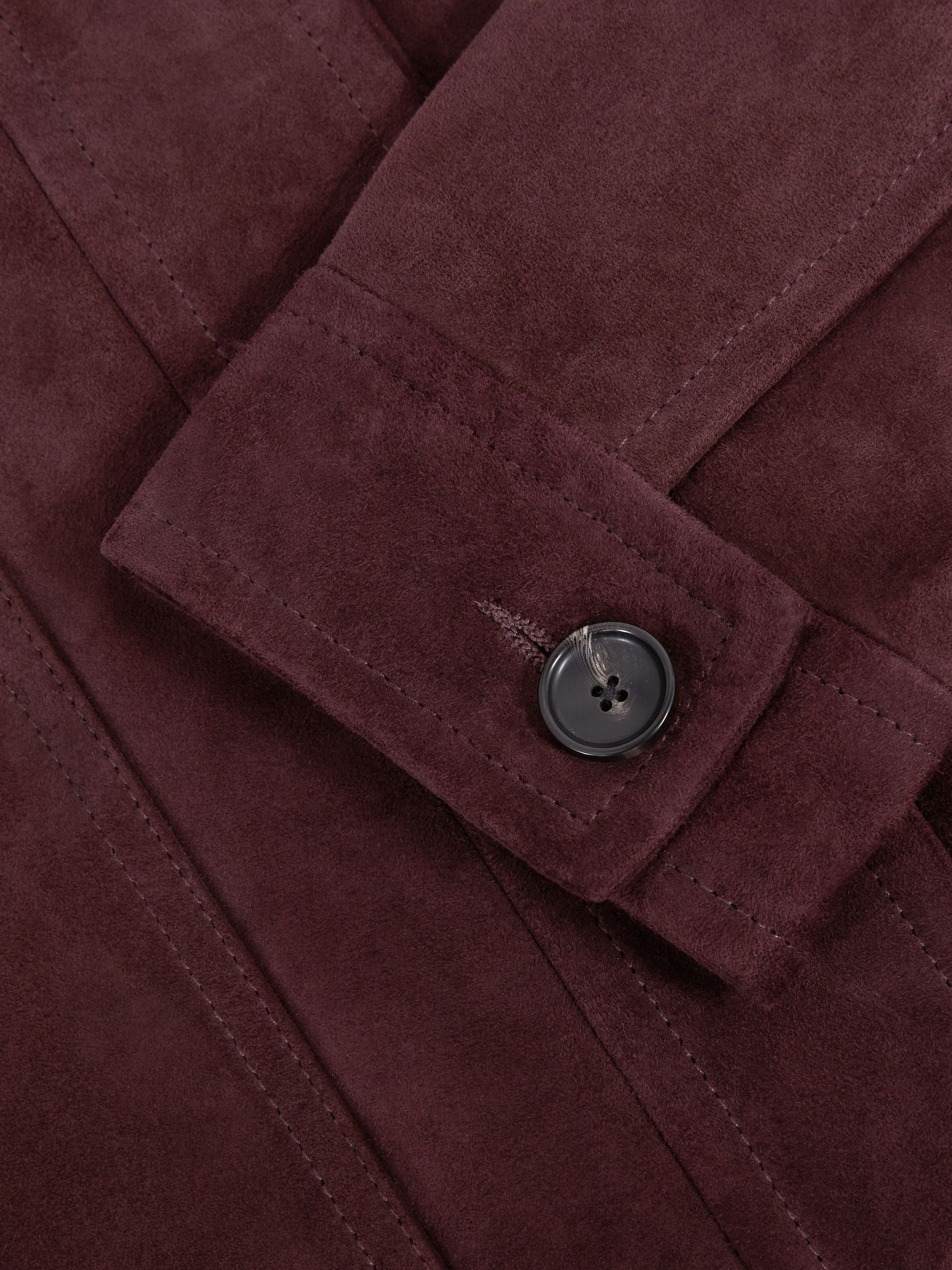 Suede Button-Through Jacket in Burgundy - image 3