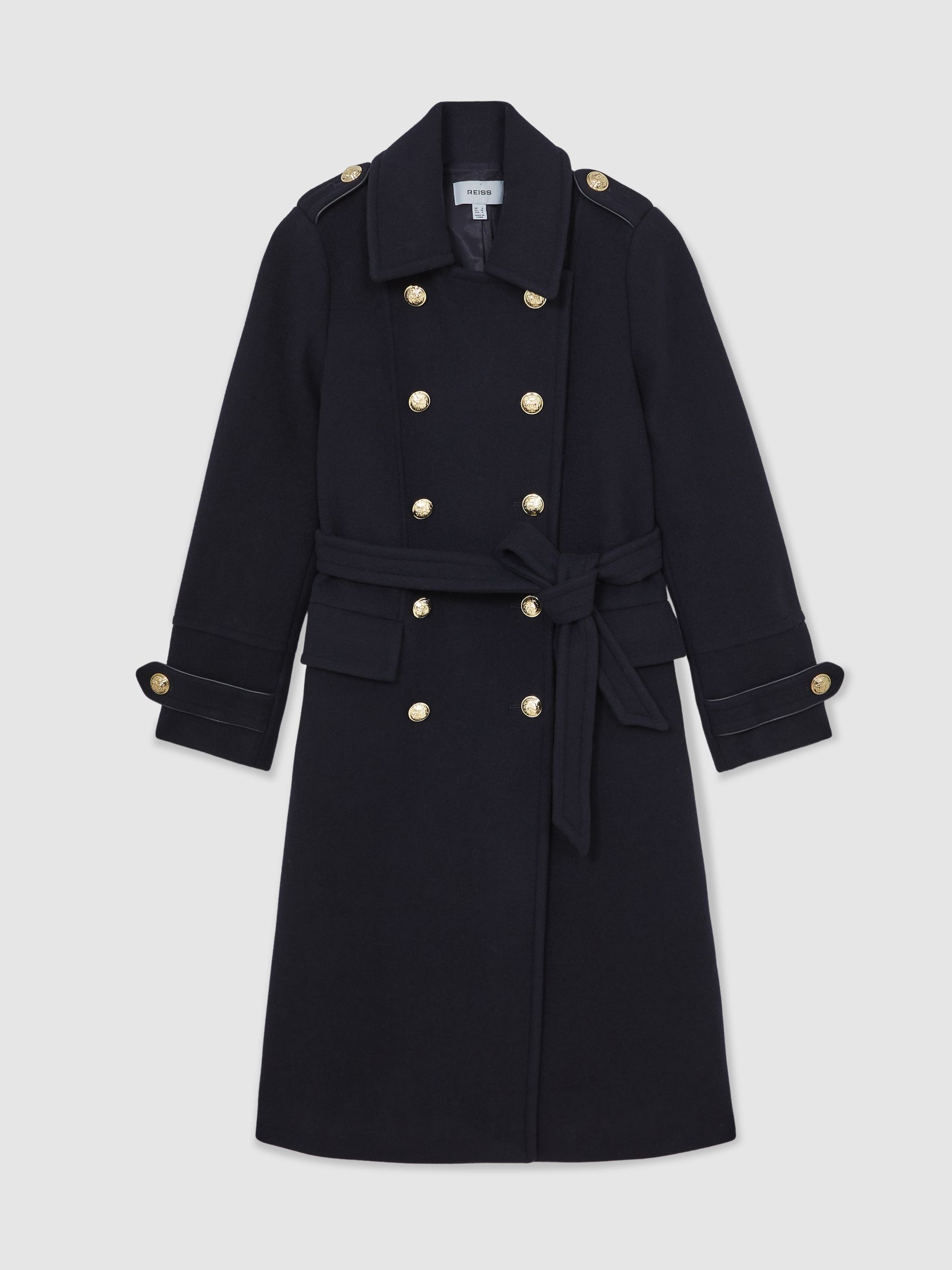 Wool-Blend Double-Breasted Coat in Navy - image 1