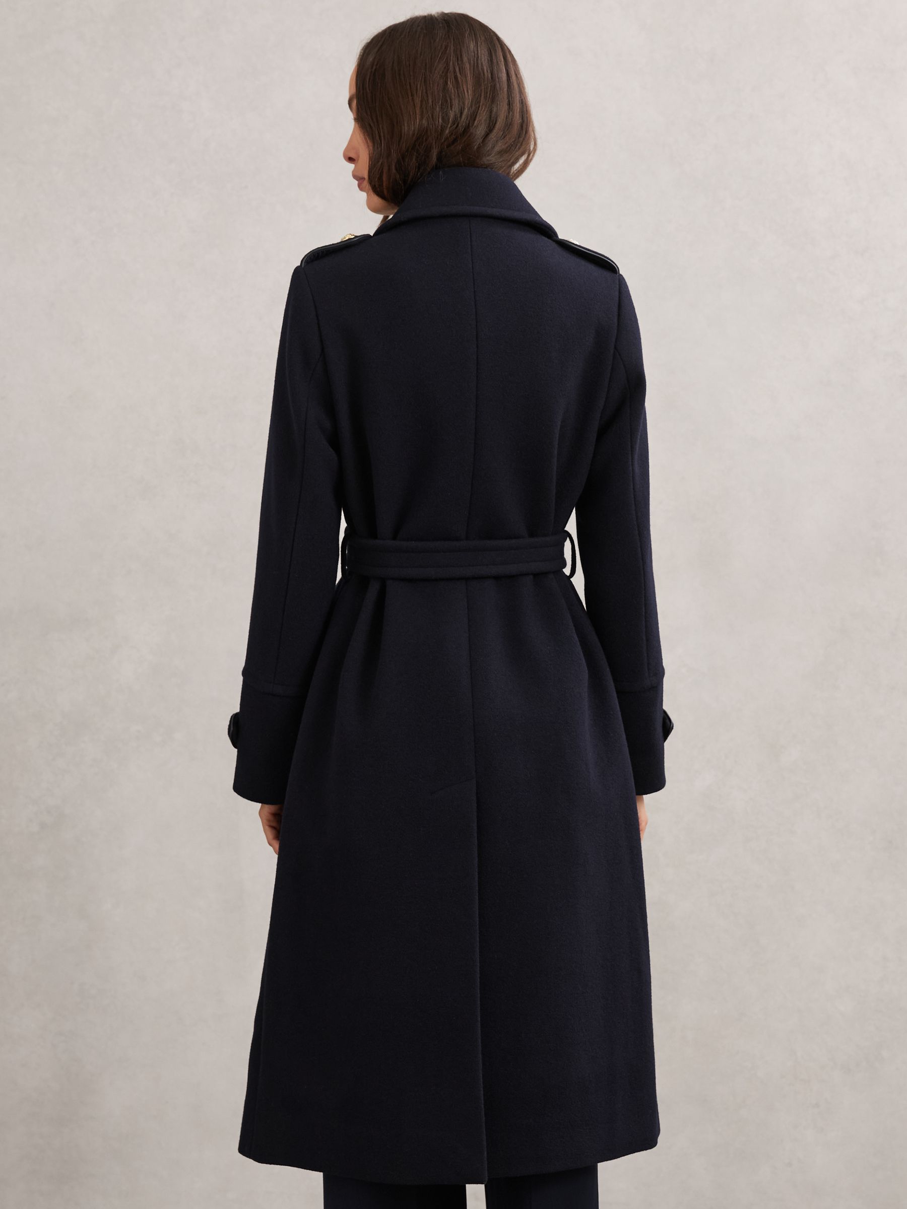 Wool-Blend Double-Breasted Coat in Navy - image 4