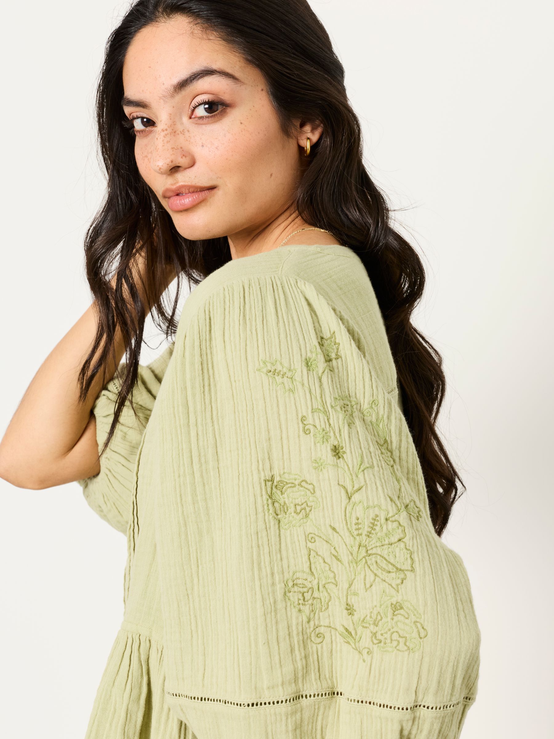 Rosalie Green Regular Embroidered Blouse - Image 3 of 6