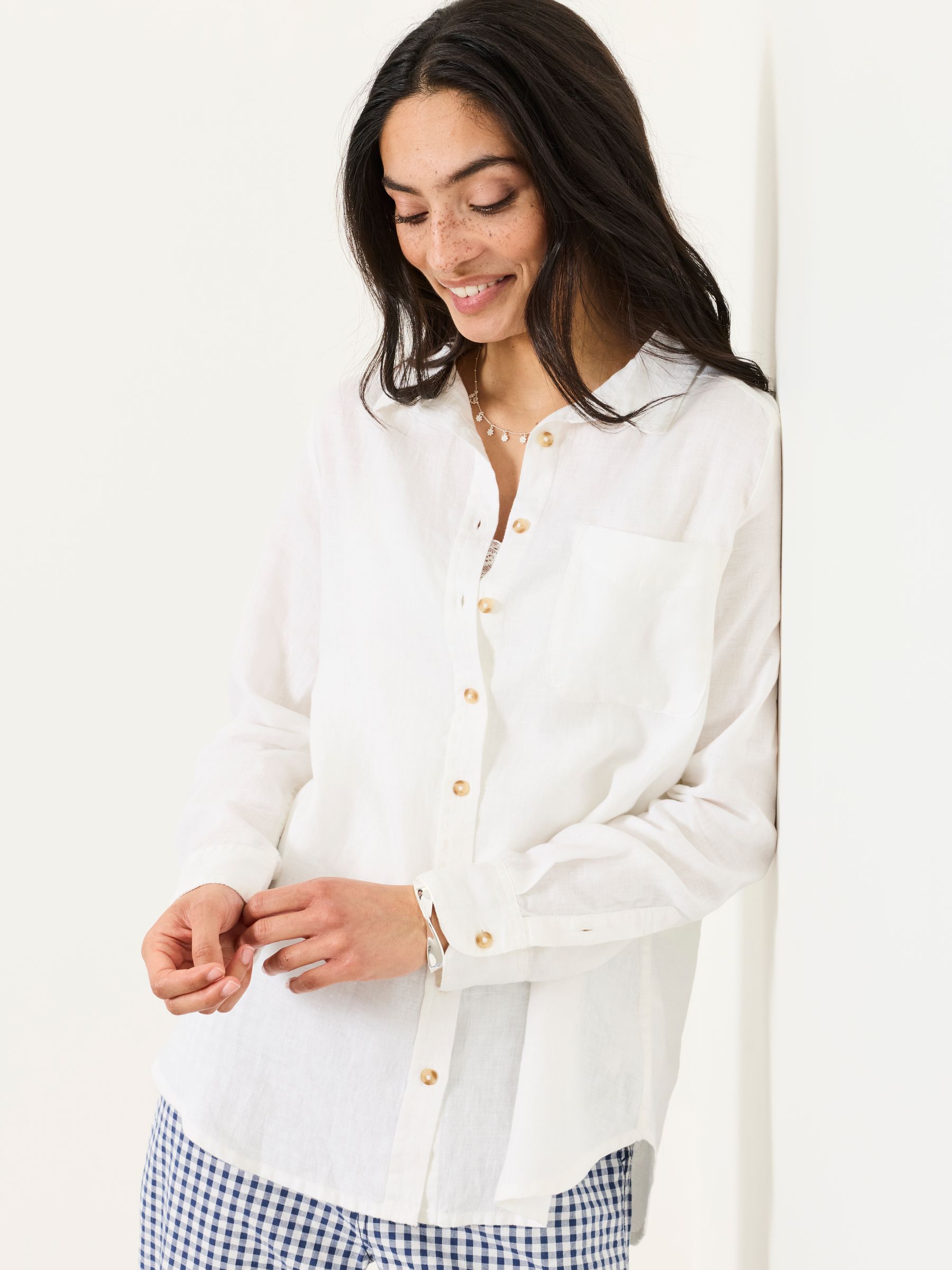 Olivia White Regular Linen Shirt - Image 2 of 6