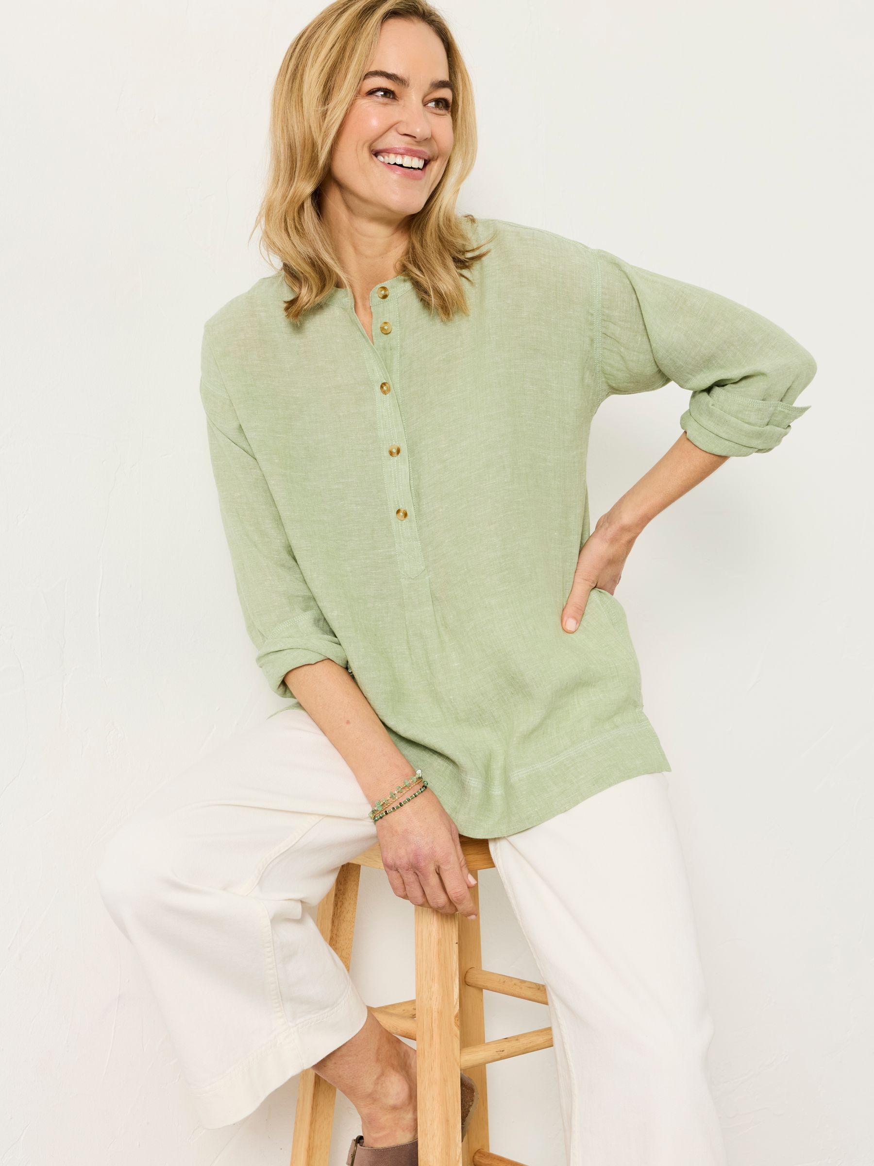 Julia Green Regular Linen Popover - Image 6 of 7