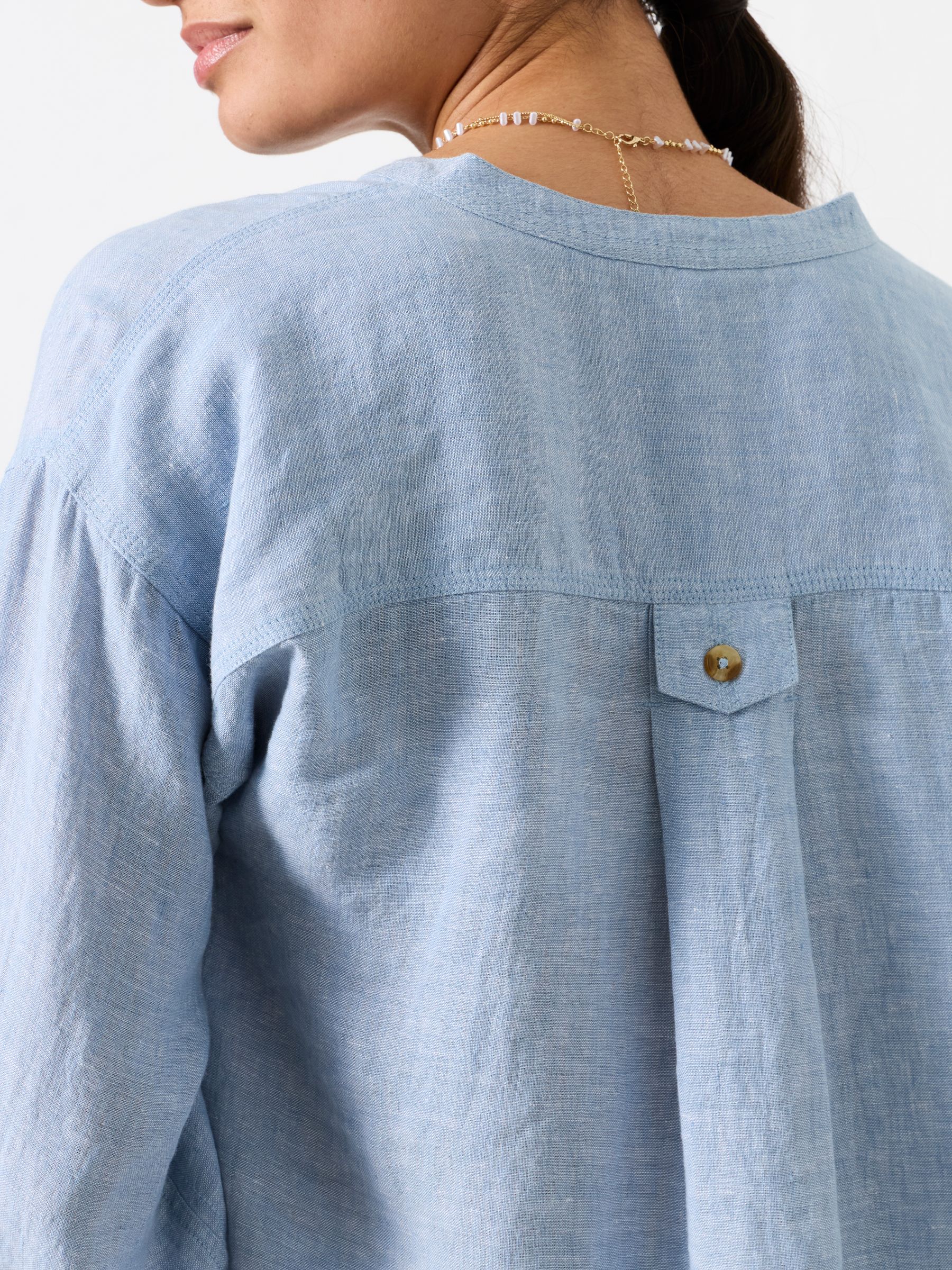 Julia Blue Regular Linen Popover - Image 4 of 6