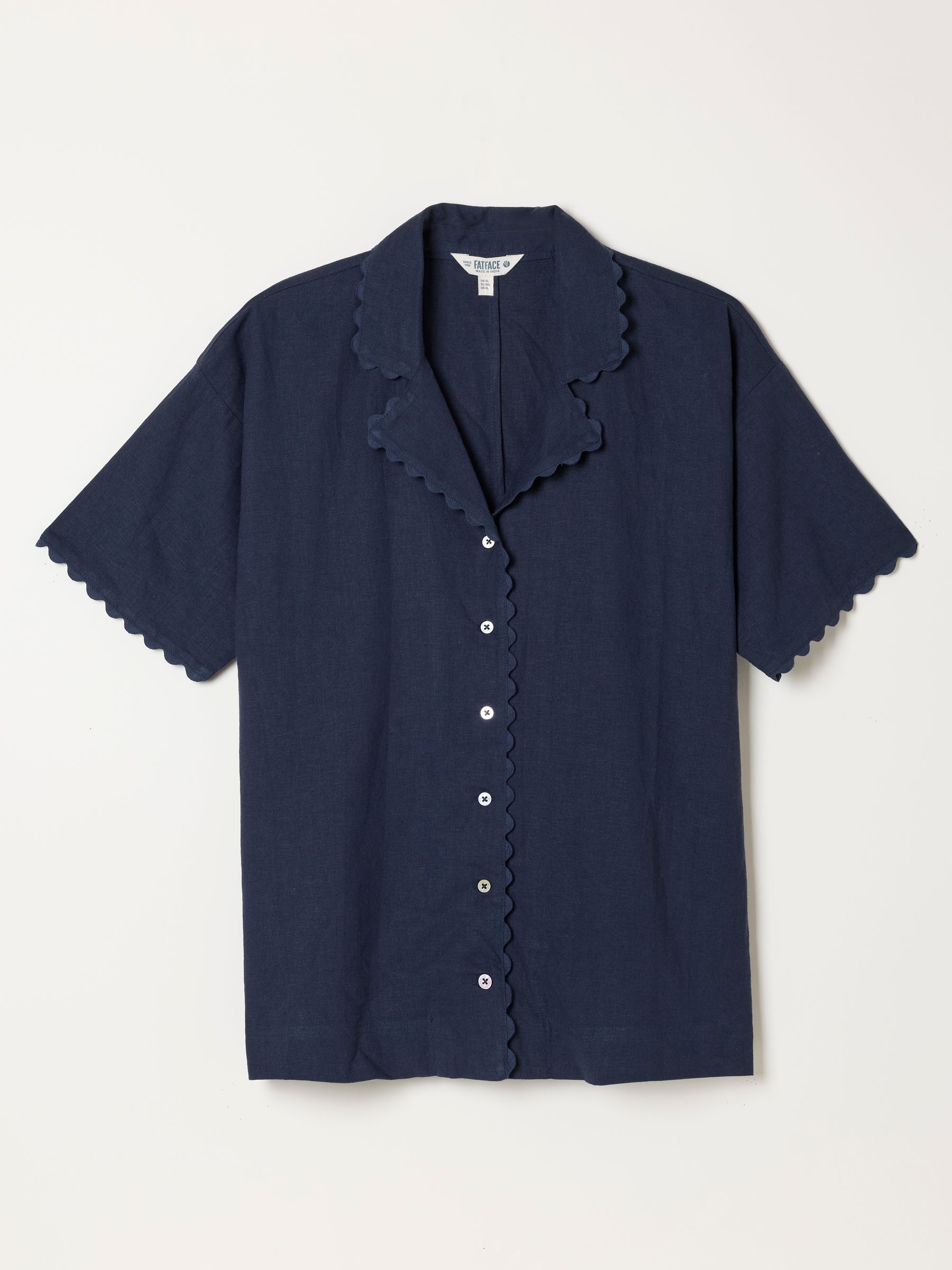 Kara Navy Regular Linen Shirt - Image 1 of 1