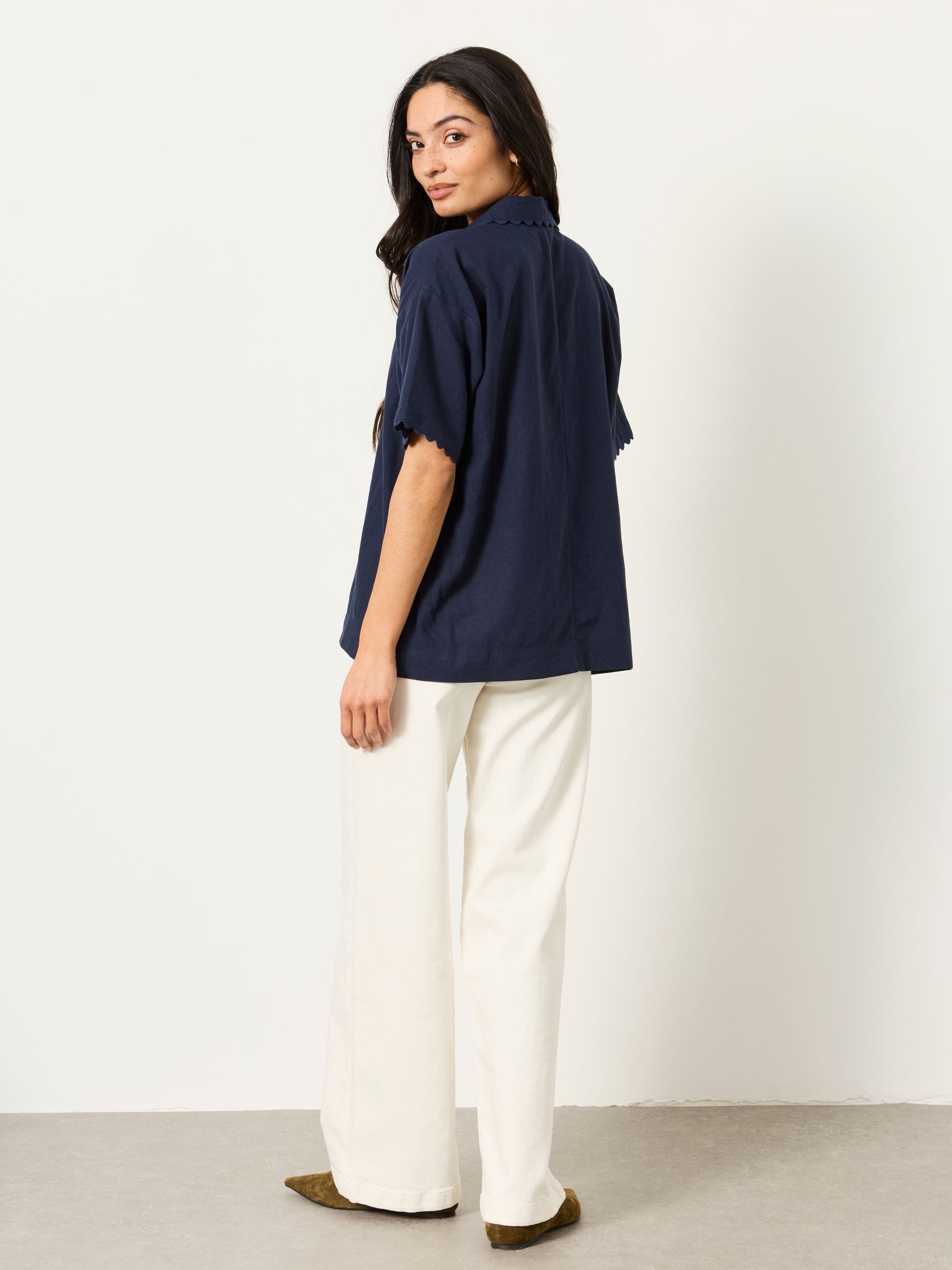 Kara Navy Regular Linen Shirt - Image 2 of 5 Kara Navy Regular Linen Shirt - Image 2 of 5