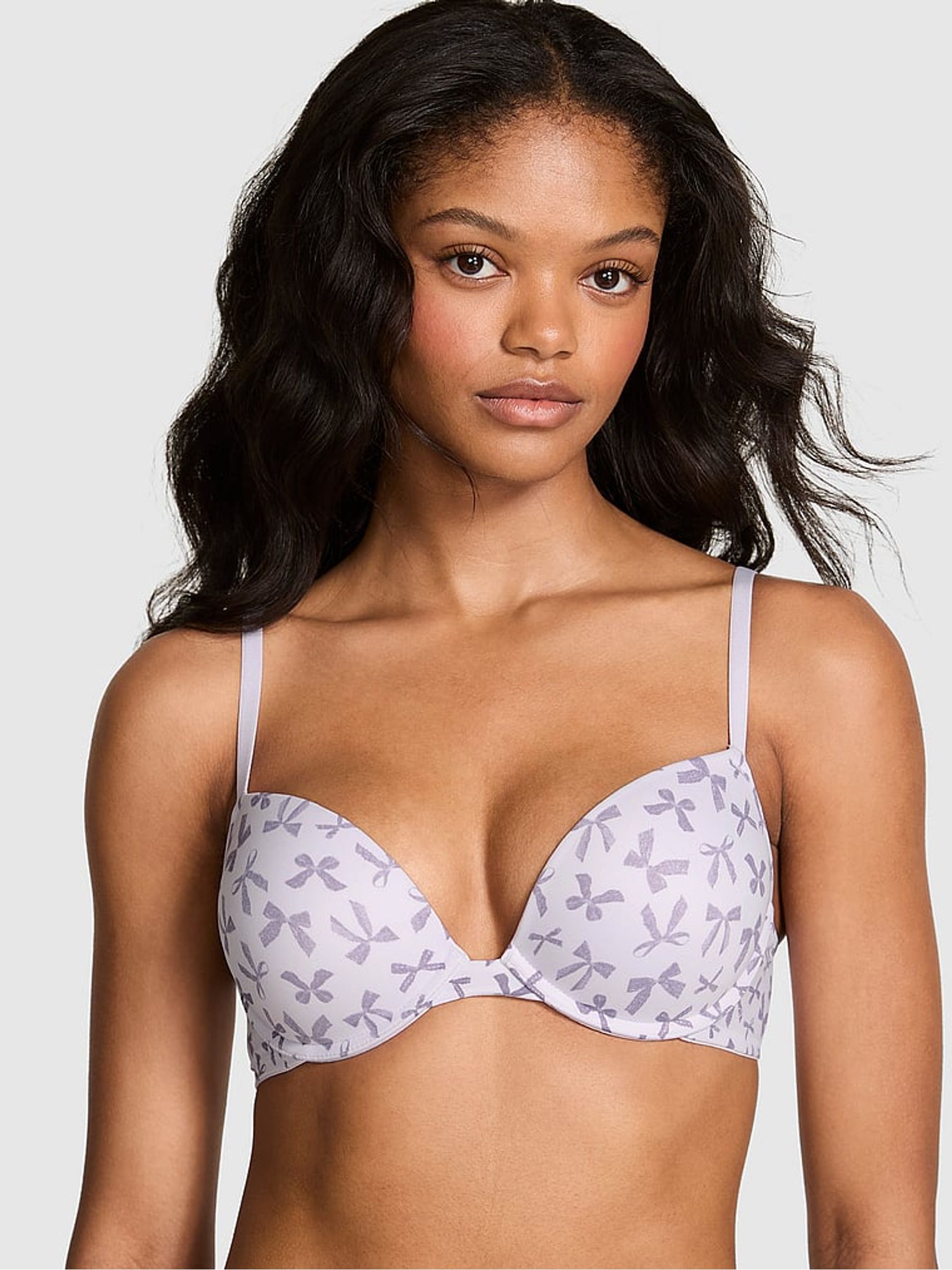 Purple Bow Print Super Push Up Bra - Image 1 of 2