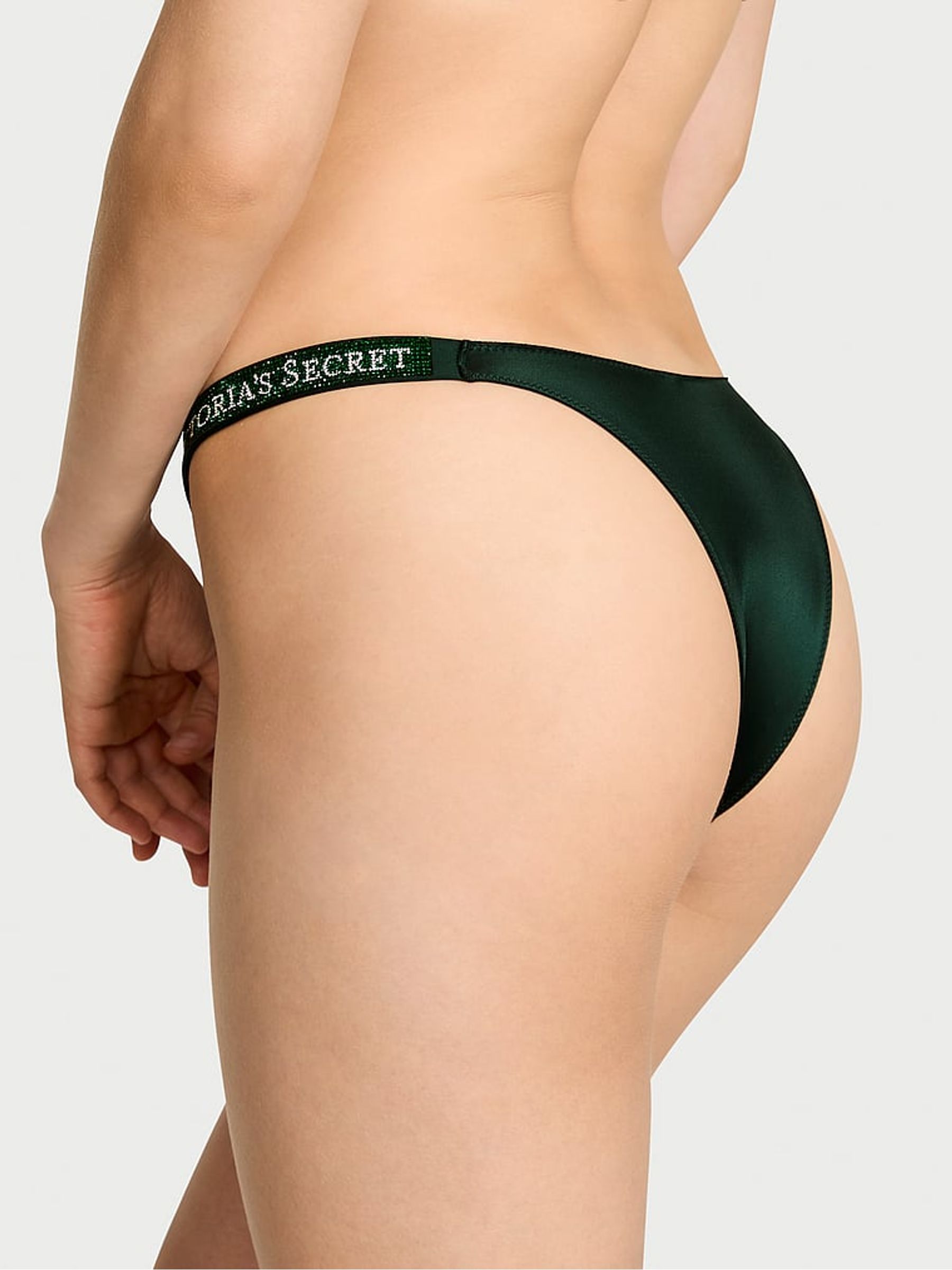 Cilantro Green Brazilian Shine Strap Knickers - Image 2 of 2 Cilantro Green Brazilian Shine Strap Knickers - Image 2 of 2