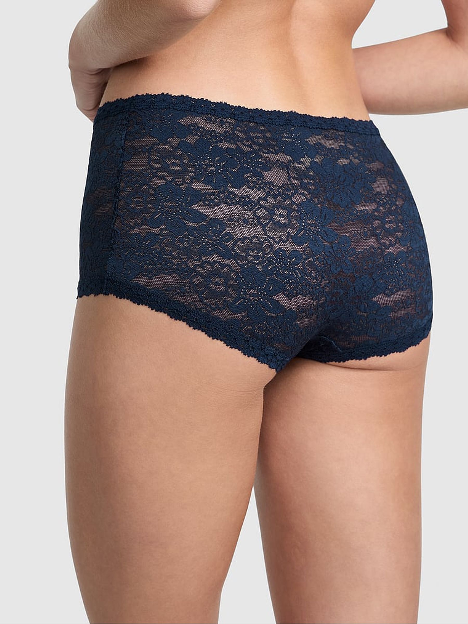 Noir Navy Blue Short Floral Lace Knickers - Image 2 of 2