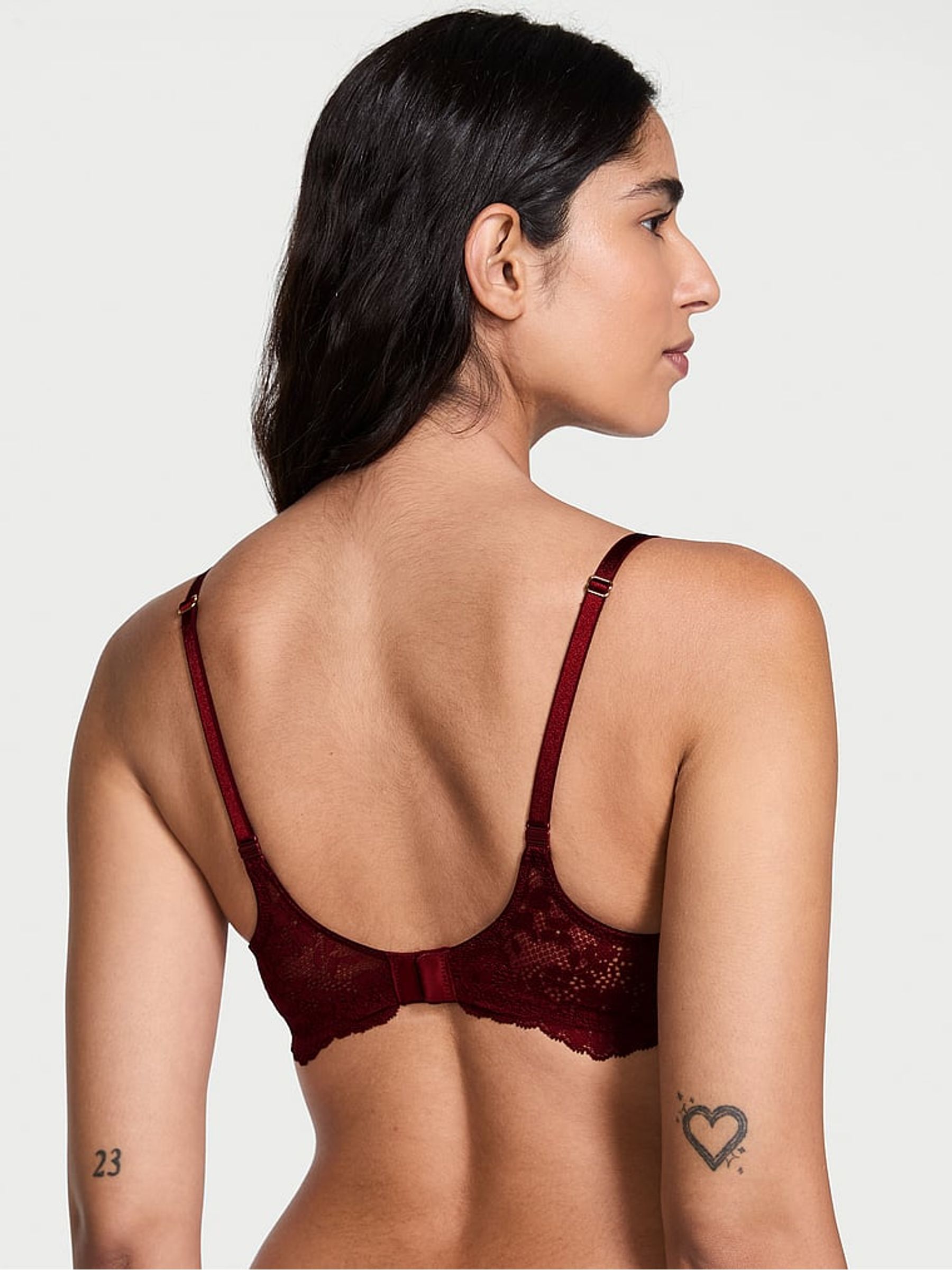 Sangria Red Lace Trim Push Up Bra - Image 2 of 2 Sangria Red Lace Trim Push Up Bra - Image 2 of 2