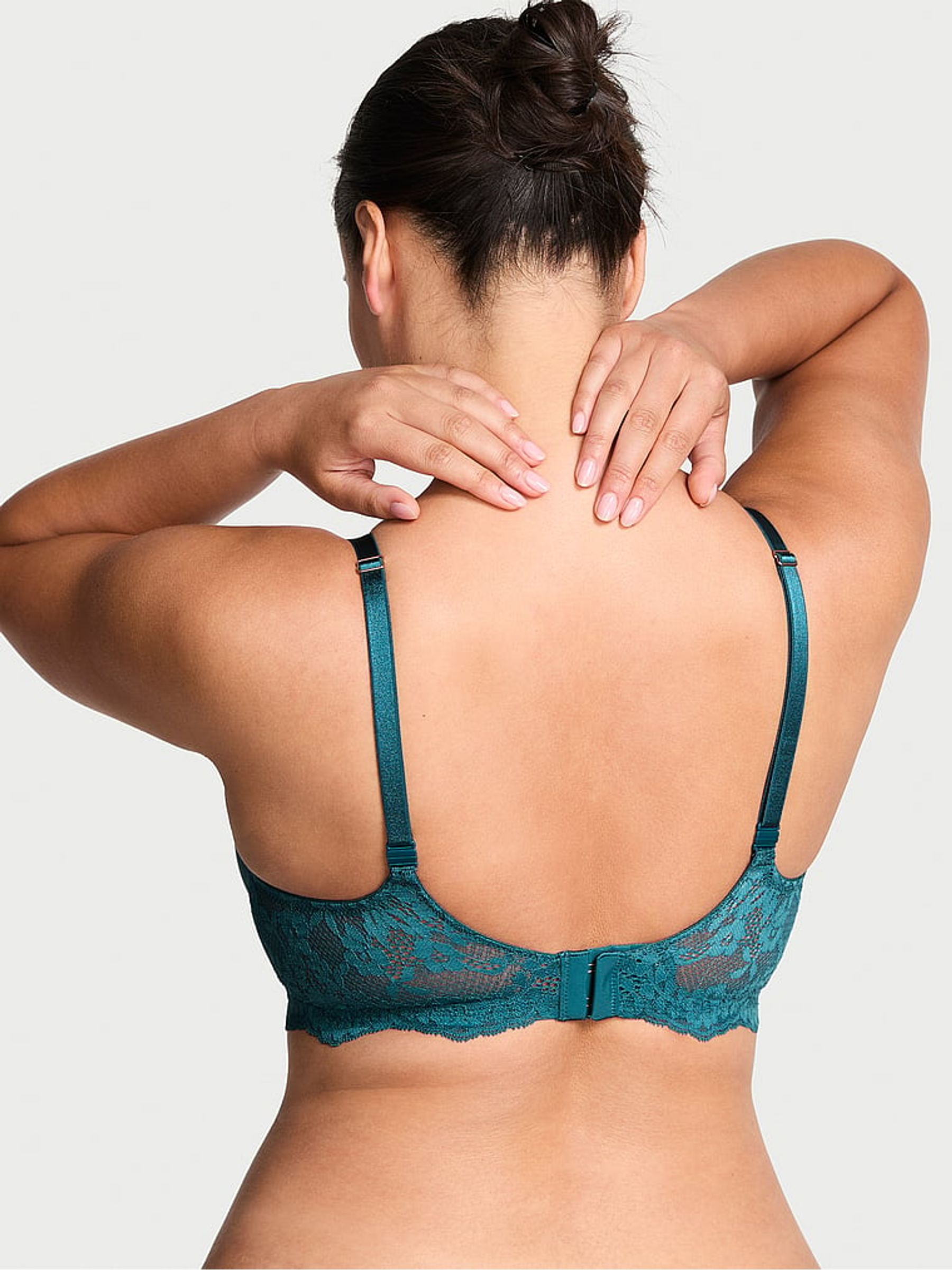 Teal Haze Blue Lace Trim Lightly Lined Demi Bra - Image 2 of 3 Teal Haze Blue Lace Trim Lightly Lined Demi Bra - Image 2 of 3