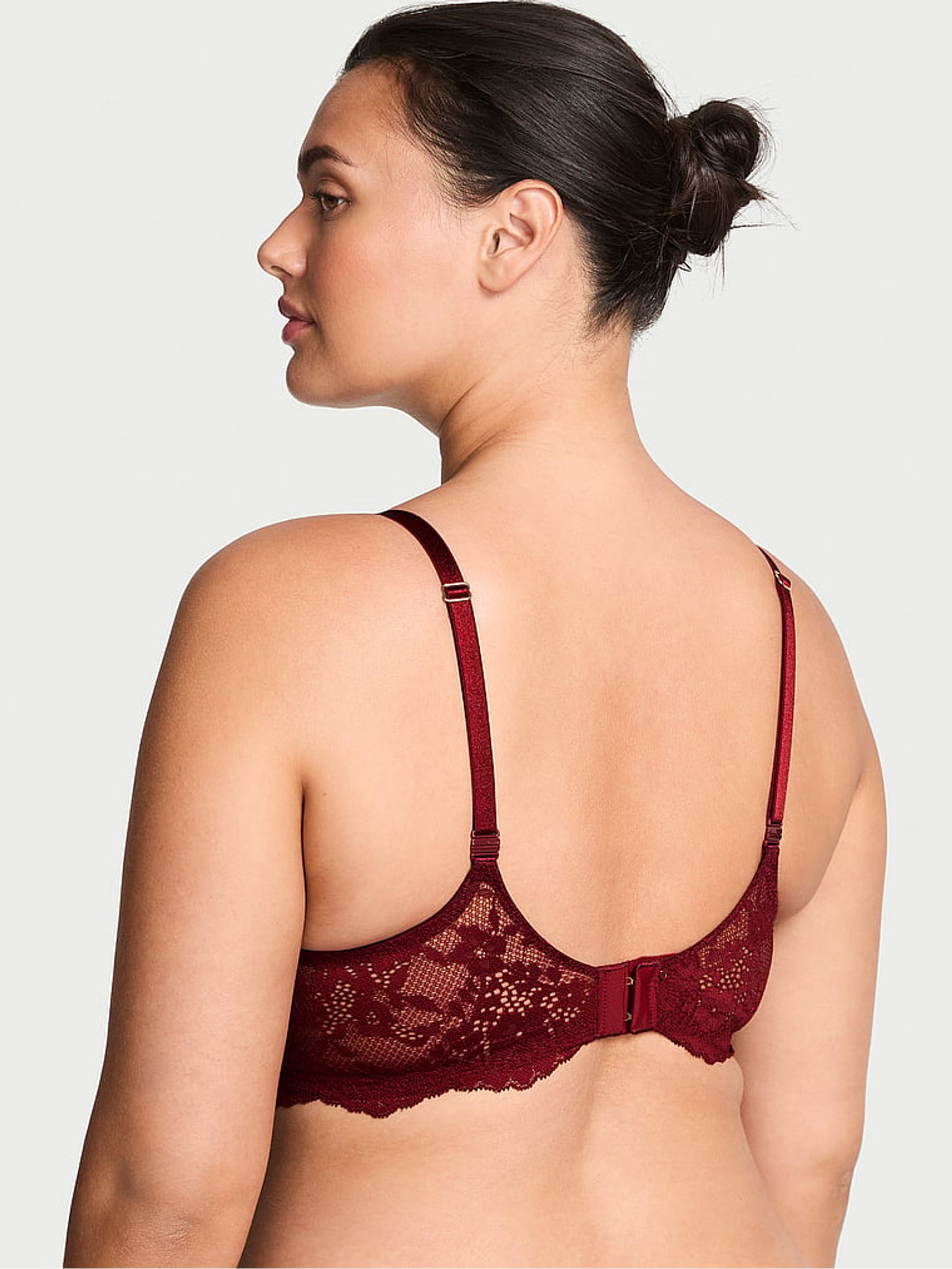 Sangria Red Lace Trim Lightly Lined Demi Bra - Image 2 of 3