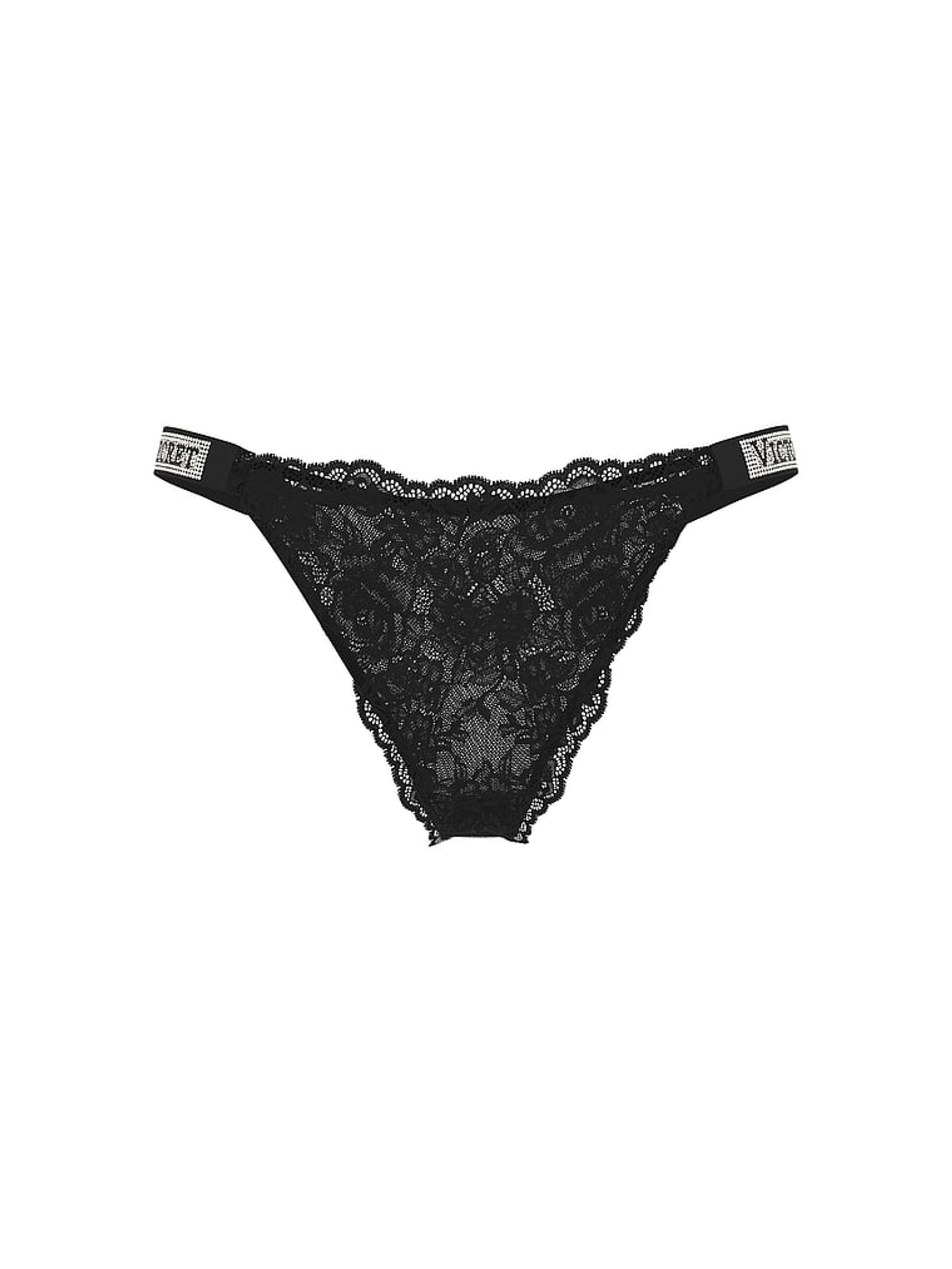 Black Brazilian Shine Strap Lace Knickers - Image 1 of 1
