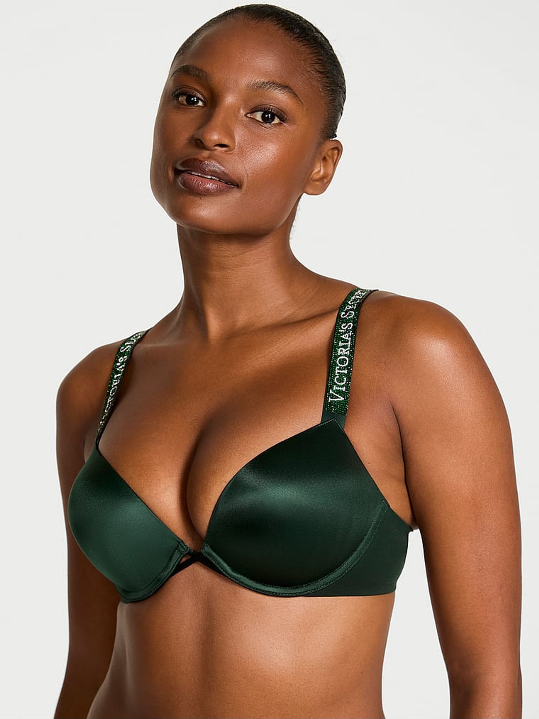 Cilantro Green Add 2 Cups Push Up Bombshell Shine Strap Bra - Image 1 of 3