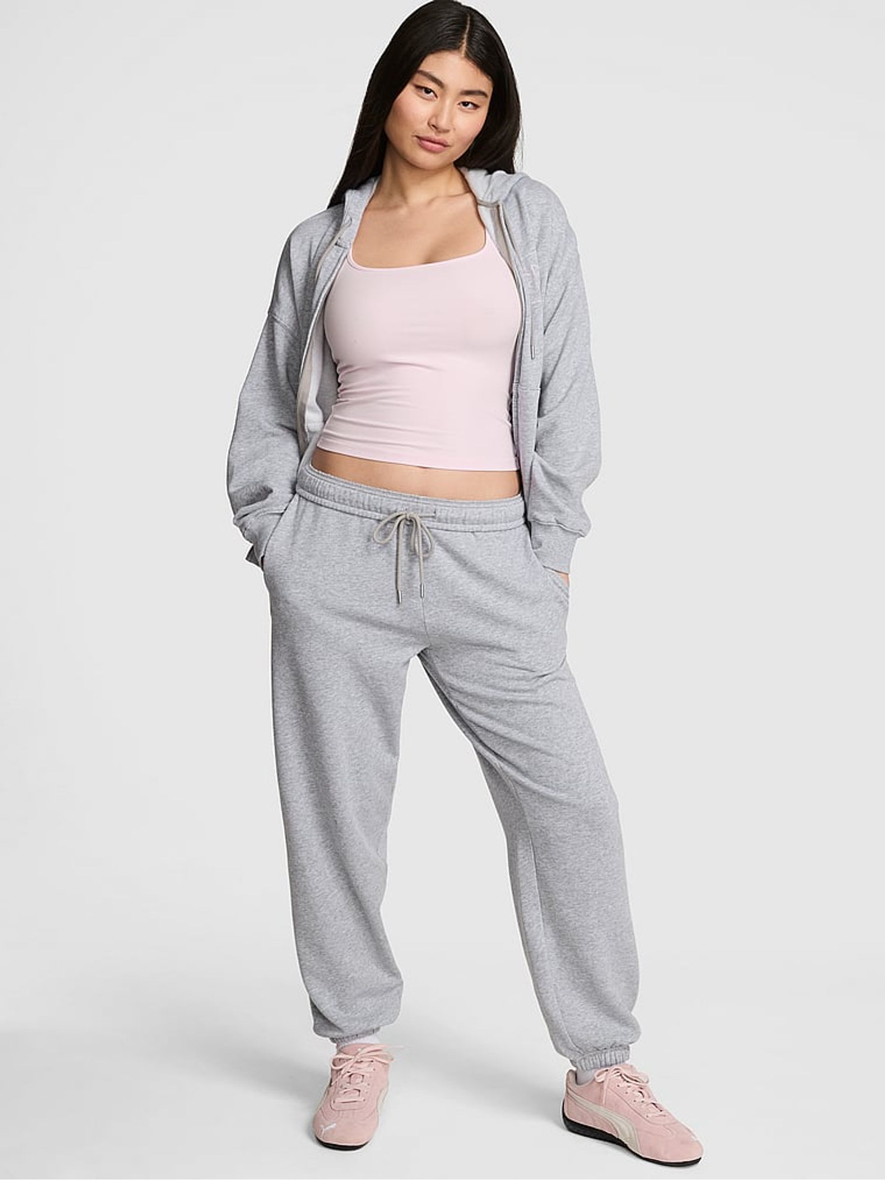 Grey and Pink Fleece Joggers - Image 1 of 3